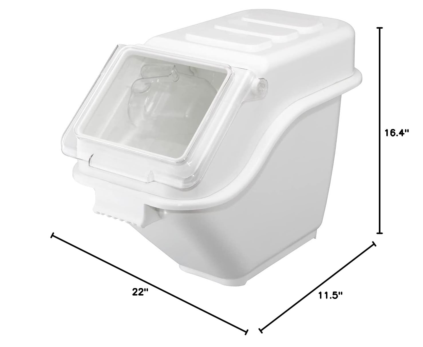 Restaurantware Met Lux 6 Gallon Food Storage Container with Lid & Measuring Scoop - Stackable White Plastic Ingredient Bin for Flour, Sugar & Bulk Foods | Commercial Kitchen & Pantry Organization Solution