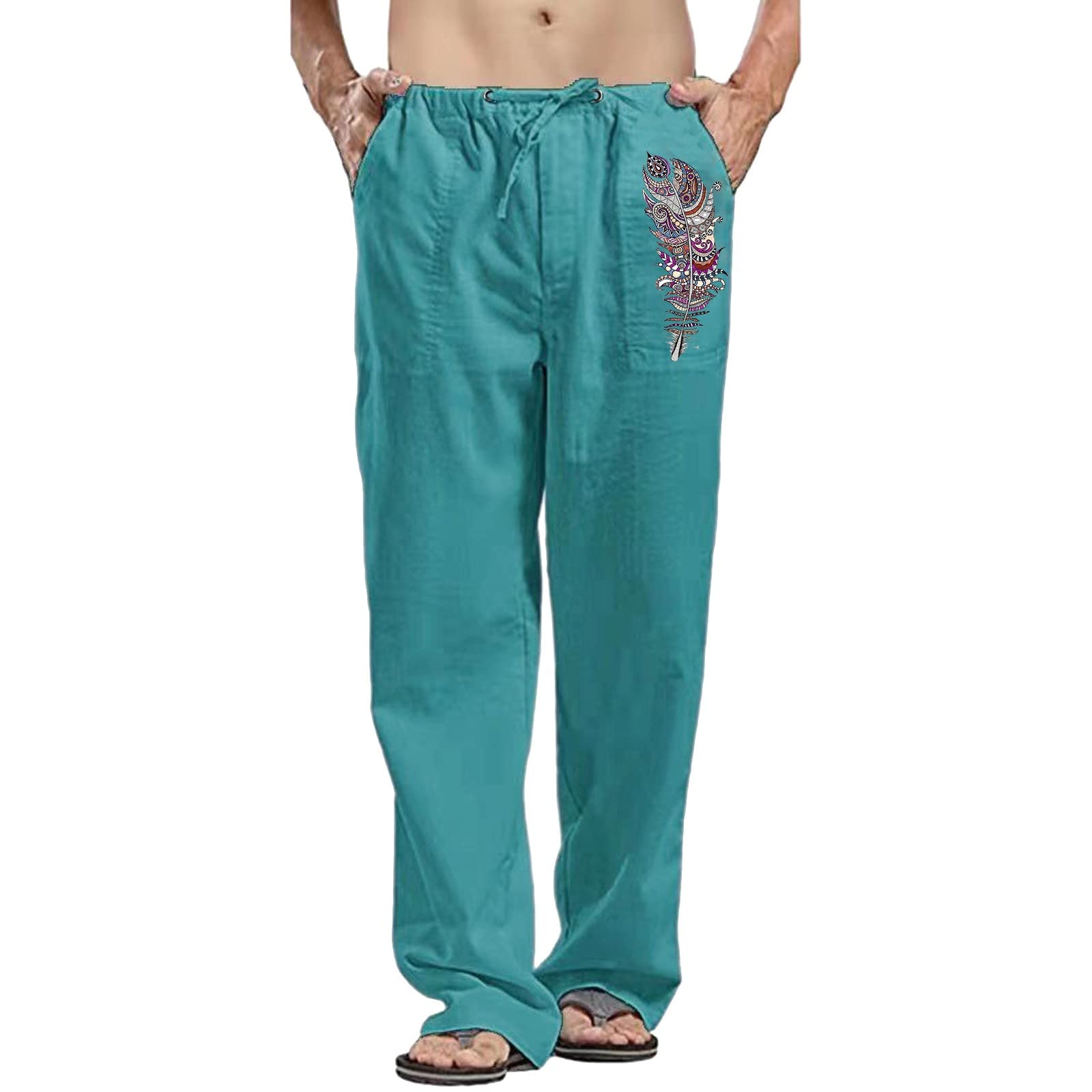 Men's Slim Fit Cargo Pants - Stretch Cotton Work Pants for Summer | Casual Solid Color Yoga Painting Pants | Perfect for Outdoor Work, Hiking & Everyday Wear