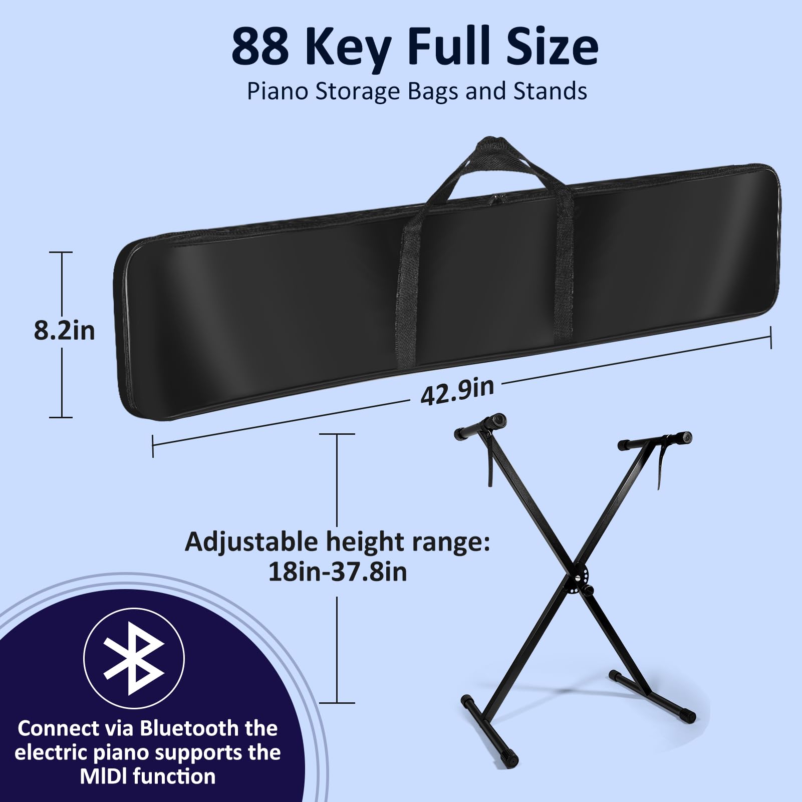 88-Key Beginner Digital Piano with Semi-Weighted Keys - Full Size Electric Keyboard Includes Sustain Pedal, Power Adapter, Stand, Carrying Case & Headphones - Perfect for Home Practice, Music Lessons & Studio Recording
