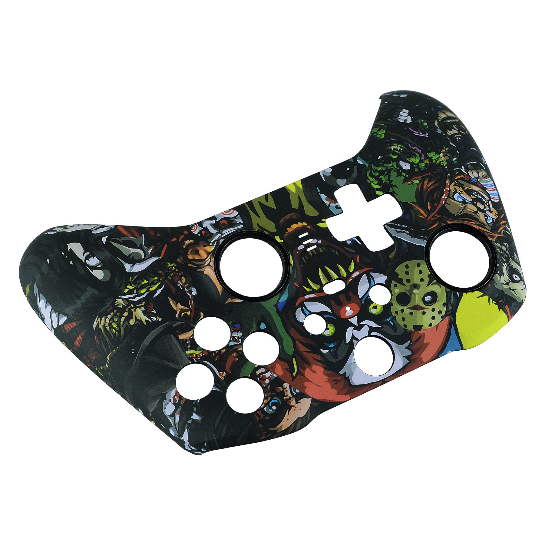 eXtremeRate Scary Party Design Faceplate Cover - Soft Touch Front Housing Shell Replacement Kit for Xbox One Elite Series 2 Controller (Model 1797 & Core 1797) with Thumbstick Accent Rings - ELT104 - Perfect for Gaming, Halloween Parties & Custom Controller Setups