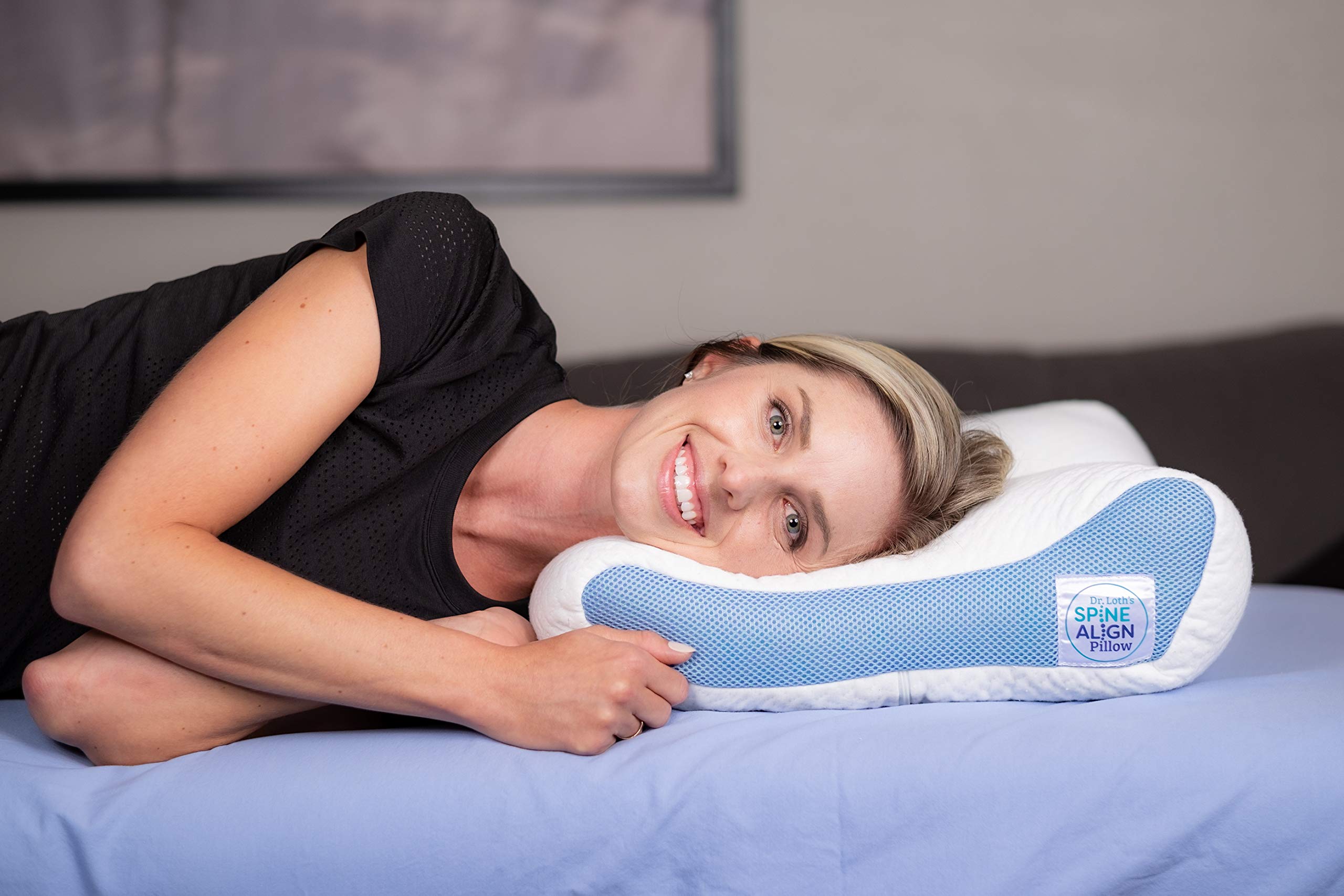 SpineAlign Pillow - Patented & Award-Winning Adjustable Contour Pillow for Neck & Back Pain Relief - Promotes Healthy Spine Alignment & Better Sleep - Ideal for Side & Back Sleepers - Perfect for Home, Office & Travel Use