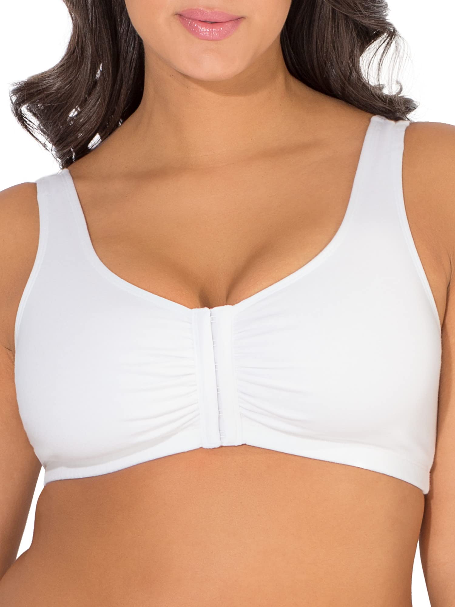 Fruit of the Loom Women's Comfort Front Closure Cotton Bra - Soft Wireless Support for Everyday Wear, Yoga & Lounge