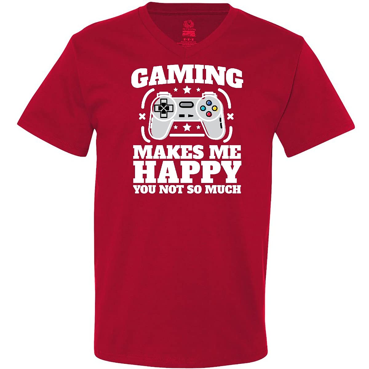 Inktastic Gaming Makes Me Happy Men's V-Neck T-Shirt | Comfortable Gamer Tee for Casual Wear & Gaming Events | Perfect Gift for Video Game Lovers