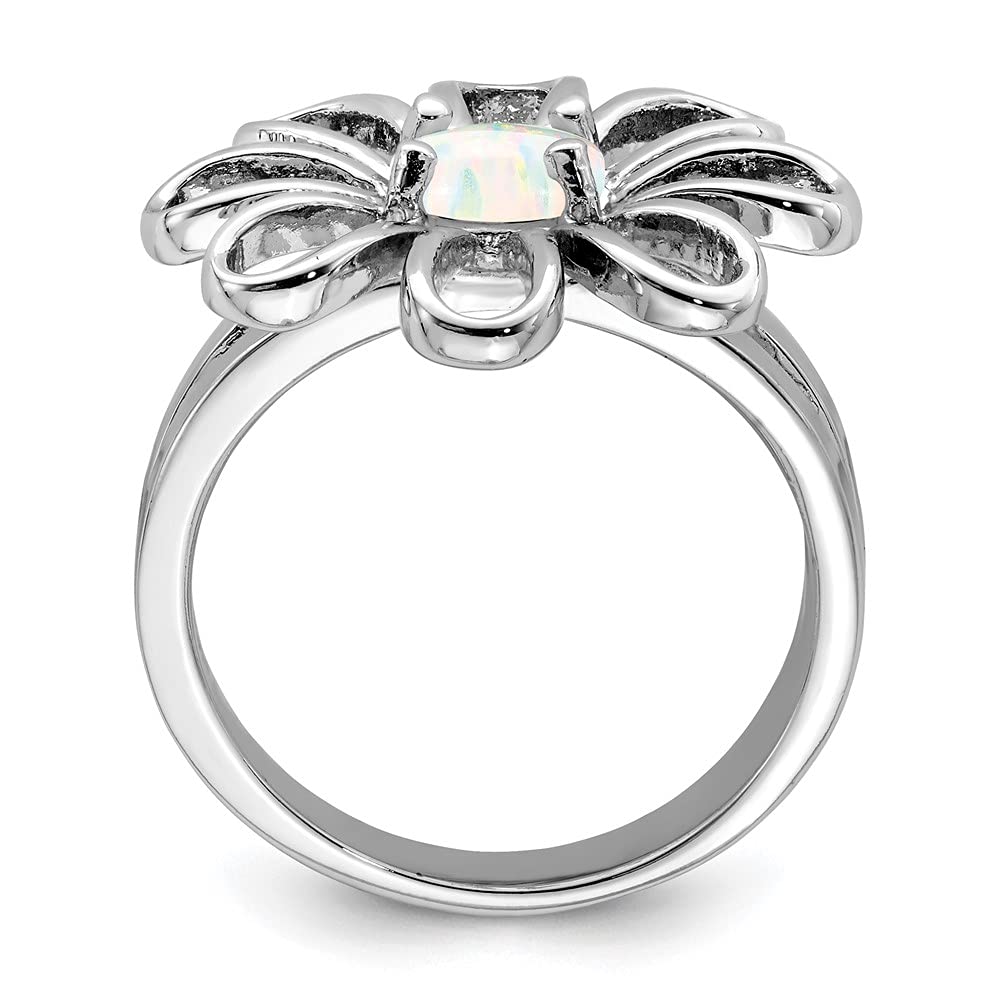 925 Sterling Silver Lab-Created Opal Flower Ring for Women | Elegant Fine Jewelry Gift for Her | Perfect for Weddings, Anniversaries & Special Occasions