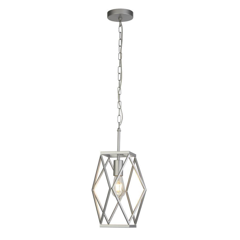 Modern Satin Silver Ceiling Pendant Light - Industrial Chandelier for Dining Room, Kitchen Island & Bedroom Lighting