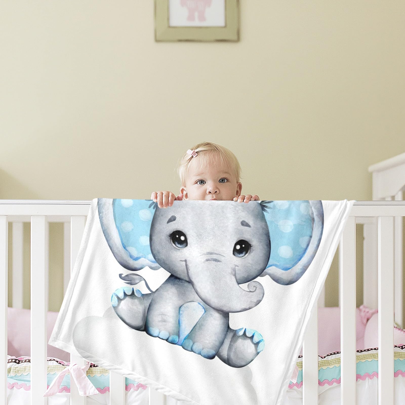Personalized Baby Blanket with Name - Custom Elephant Design for Boys & Girls | Super Soft Newborn Blanket | Perfect Baby Shower Gift & Nursery Decor | Ideal for Cuddling, Swaddling & Photo Props