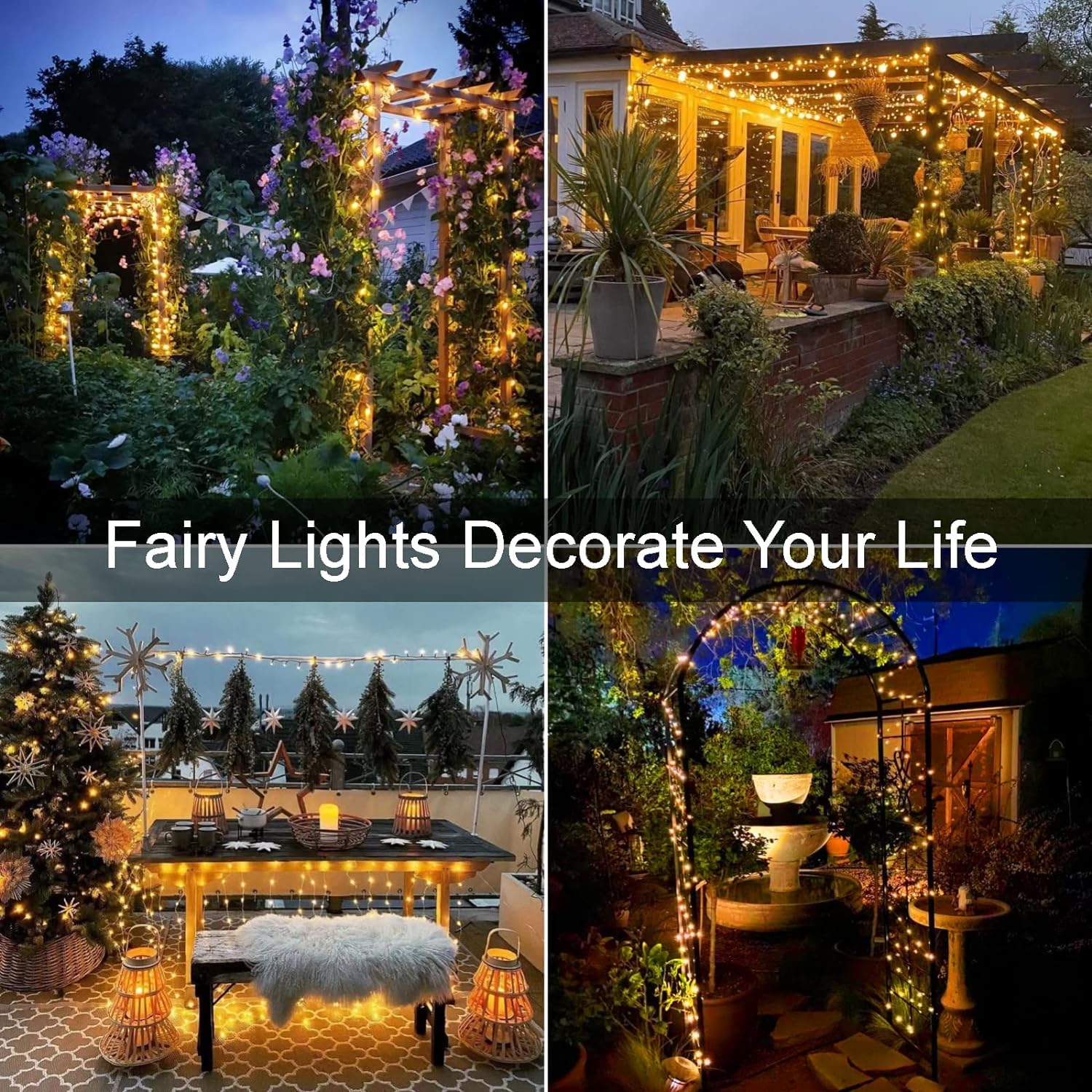 2025 Upgraded 2 Pack Solar String Lights Outdoor - 110FT 300LED Waterproof Solar Fairy Lights with 8 Modes | Perfect for Christmas Tree, Patio, Garden, Yard, Wedding & Holiday Decorations (Warm White)