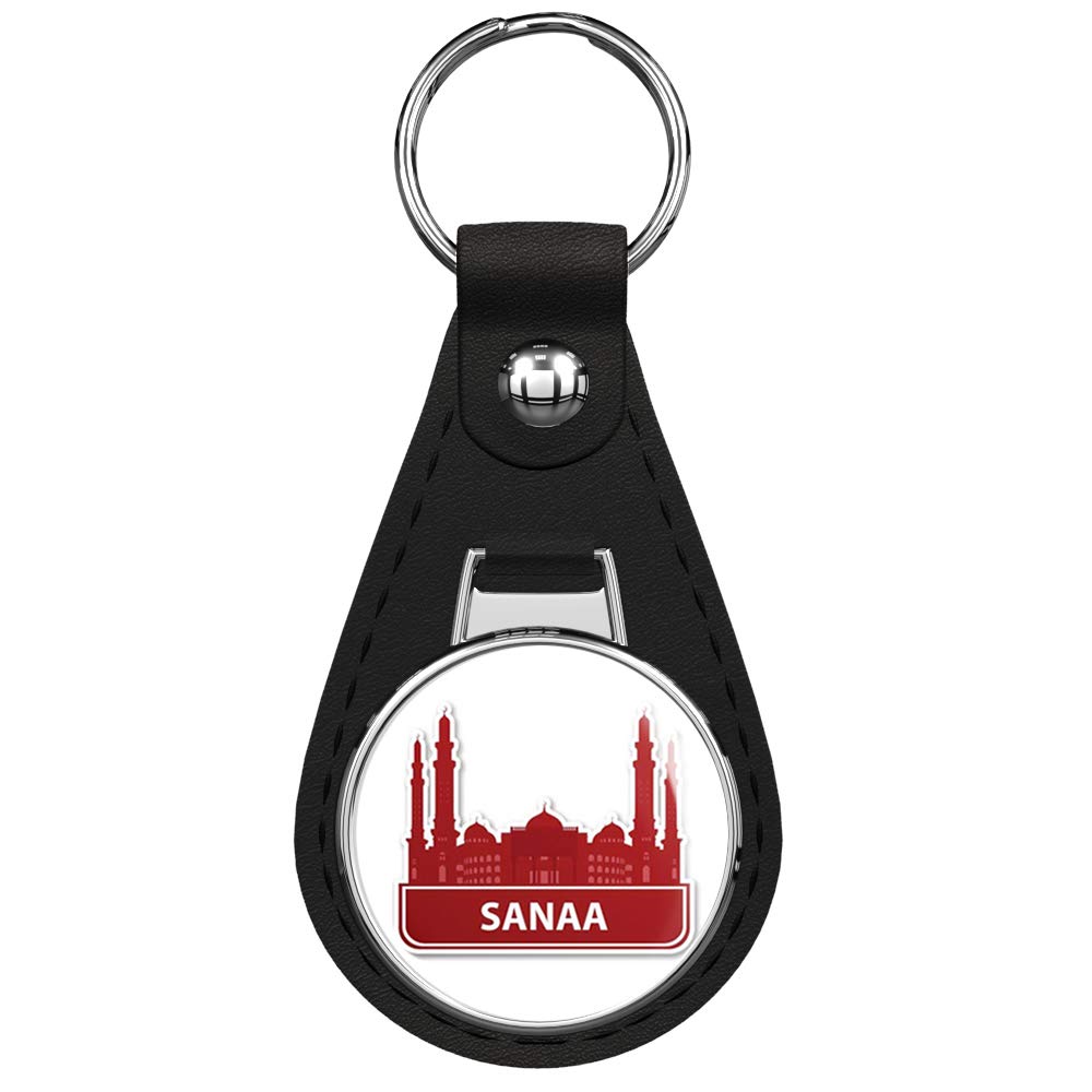 Premium Sanaa Black Leather Keychain with Silver Keyring - Durable & Stylish Key Holder for Men & Women - Perfect for Home, Office, Car Keys & Gift Giving
