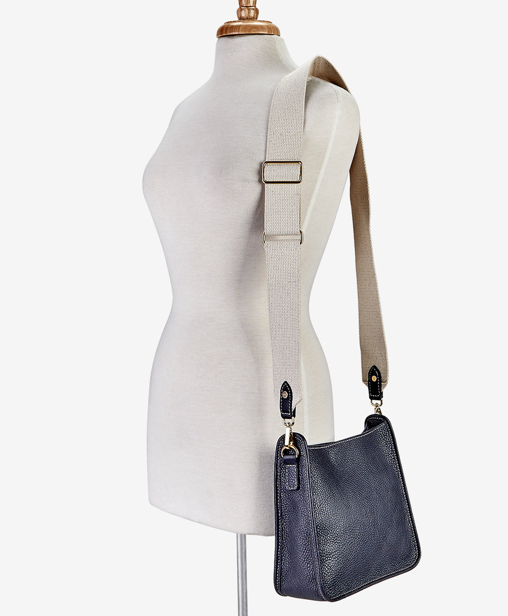 Elle Navy Pebble Grain Leather Crossbody Bag - Stylish & Durable for Women, Perfect for Work, Travel & Everyday Use