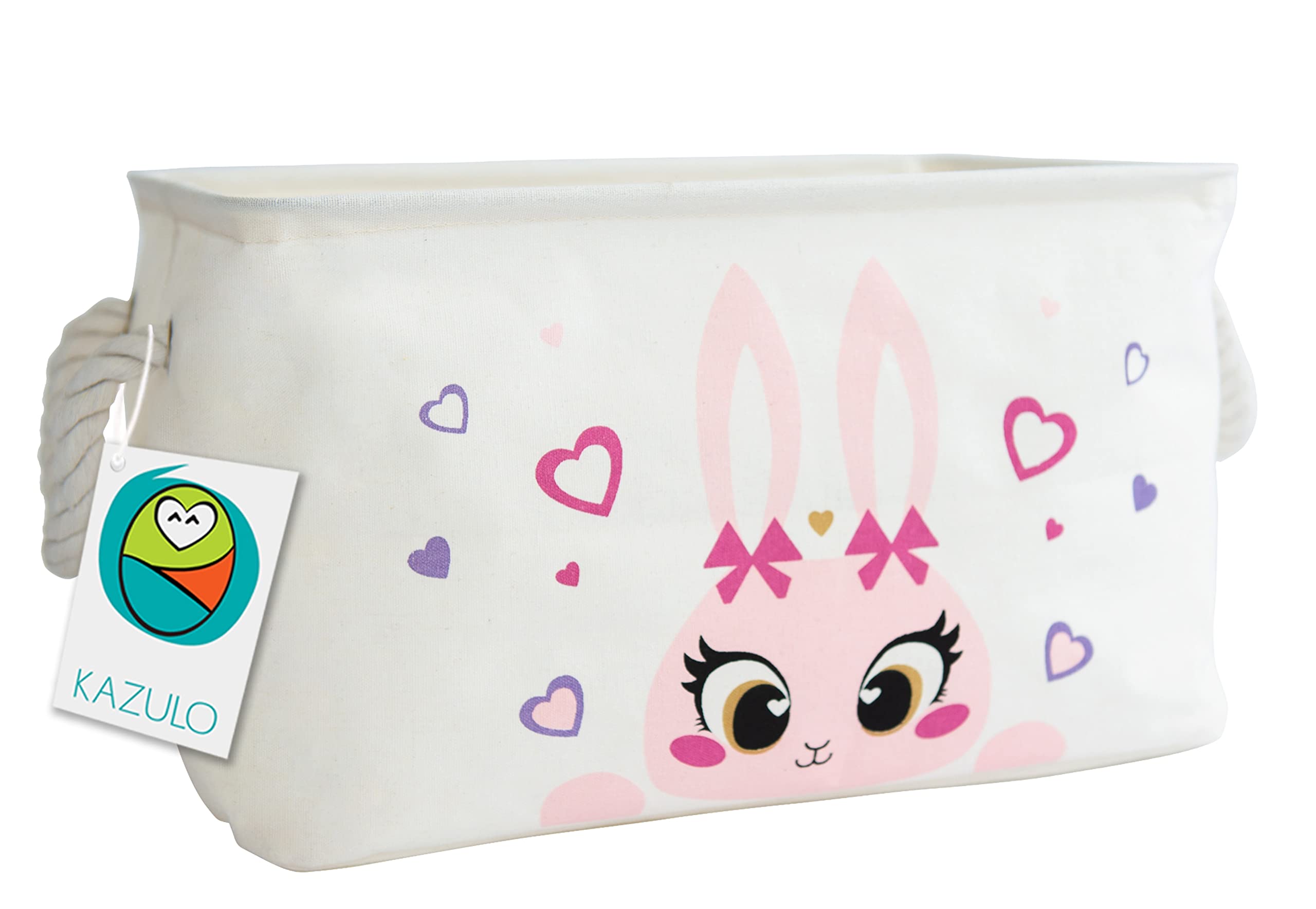 Kazulo Pink Bunny Easter Basket - Rectangle Rabbit Easter Basket for Kids, Boys & Girls - Perfect for Easter Egg Hunts, Party Favors, and Spring Decorations