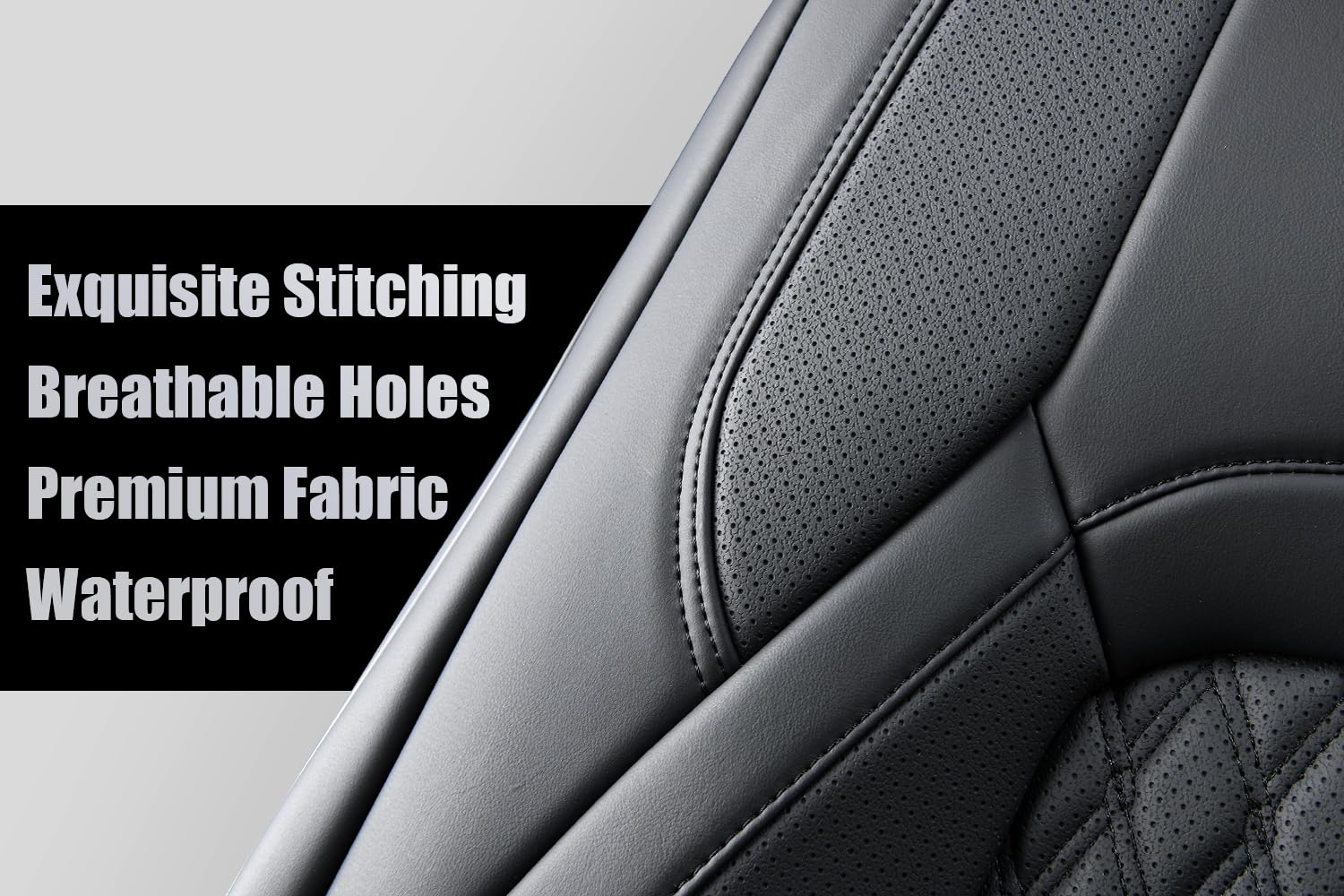 **Waterproof Faux Leather Seat Covers for Ford F150 (2015-2025) & F250/F350/F450 (2017-2025) Crew Cab – Full Set Black Truck Interior Protectors – Durable Car Seat Cushion Covers for Off-Road, Work & Daily Driving**