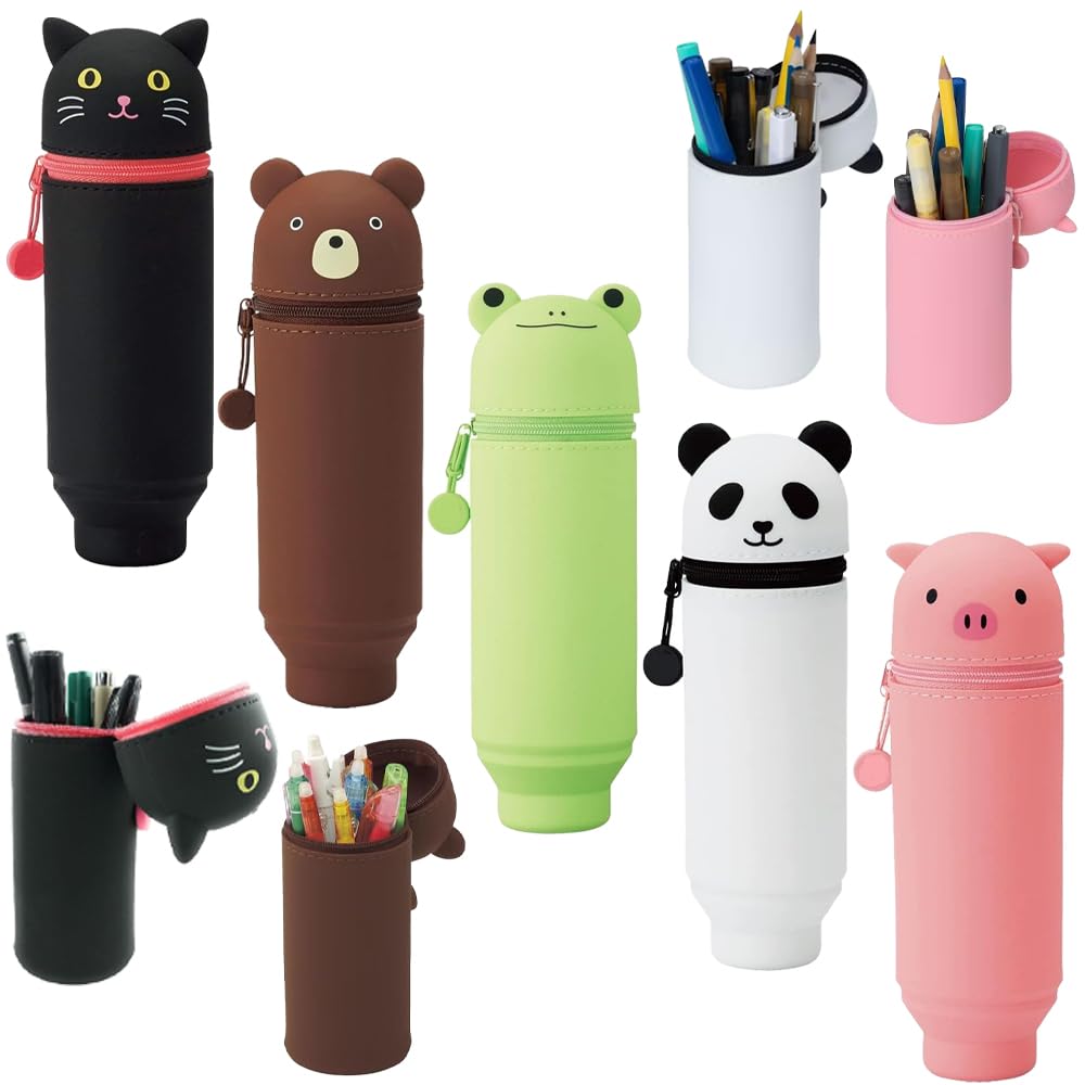 EBIZ HIVE Cute Telescopic Pen Pencil Holder - Pop Up Stationery Organizer with Stand-up Retractable Design - Perfect for Office, School, Christmas & New Year Gifts (White Panda) - Ideal for Desk Organization, Student Supplies & Gift Giving