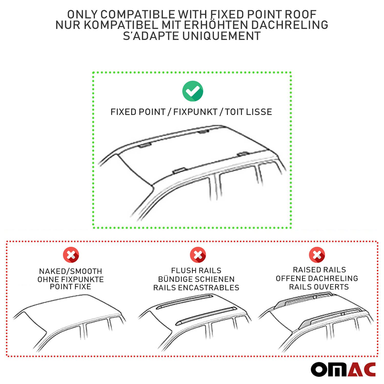 OMAC Fix Point Roof Racks Cross Bars for Subaru Impreza 2017-2023 - 2 Pcs Gray Anti-Theft Cargo Carrier for Kayak, Canoe, Surfboard, Ski, Snowboard - Perfect for Road Trips, Camping & Outdoor Adventures