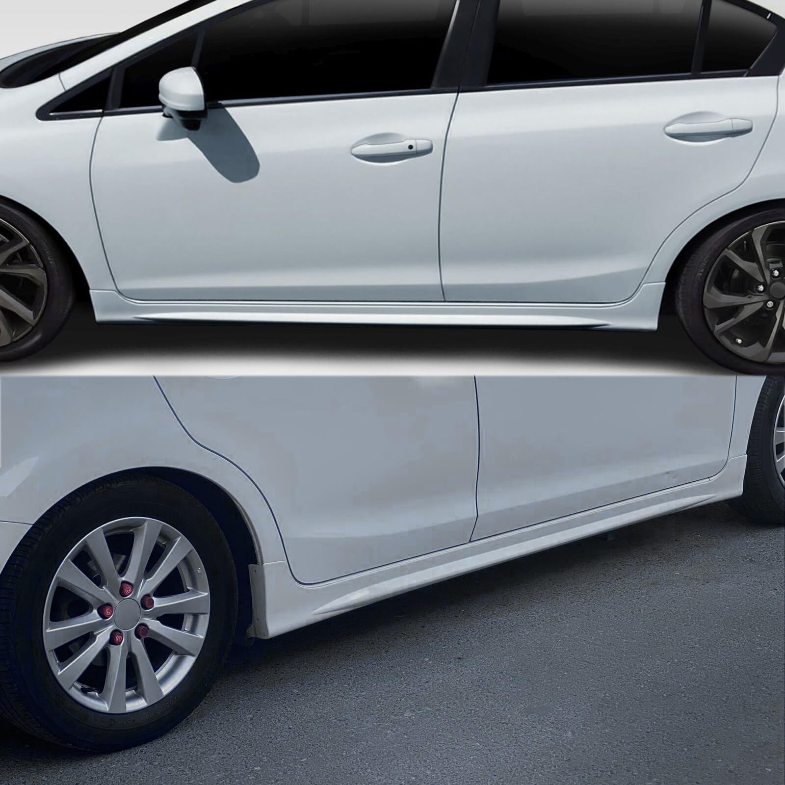 IKON MOTORSPORTS ABS Side Skirts Rocker Panels for 2012-2015 Honda Civic 9th Gen 4 Door Sedan - Perfect for Car Body Enhancement & Street Style Customization