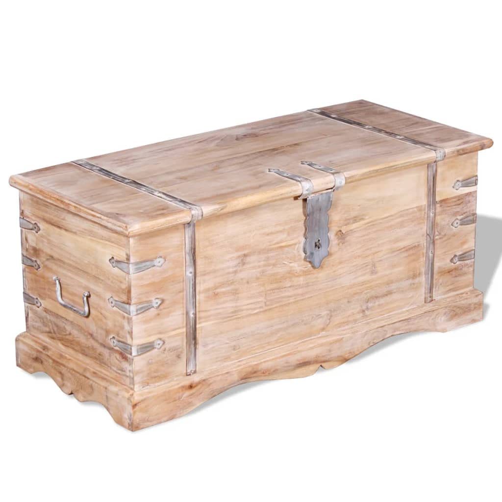Solid Wood Storage Chest with Lock - Light Brown Organizer Cabinet for Hallway, Entryway & Bedroom - 35.4