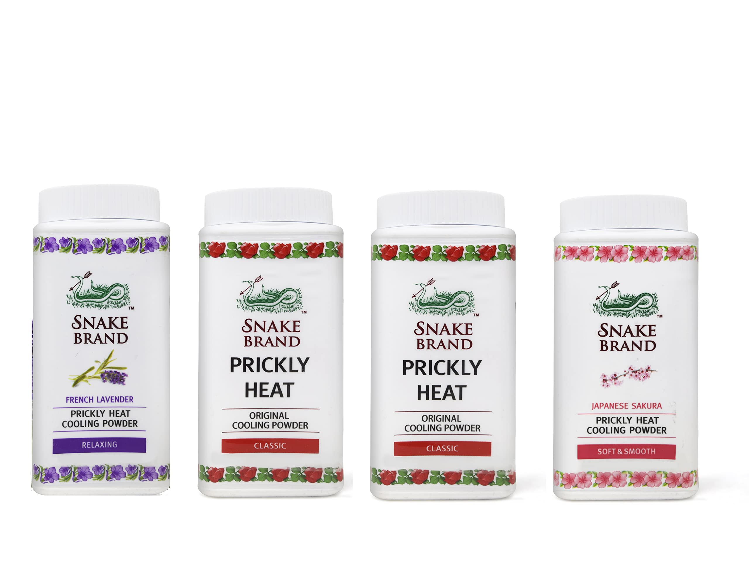 Snake Brand Prickly Heat Cooling Talcum Powder - 4 Pack (50g Each) for Heat Rash Relief & Skin Comfort | Ideal for Summer, Gym, Outdoor Activities & Baby Care