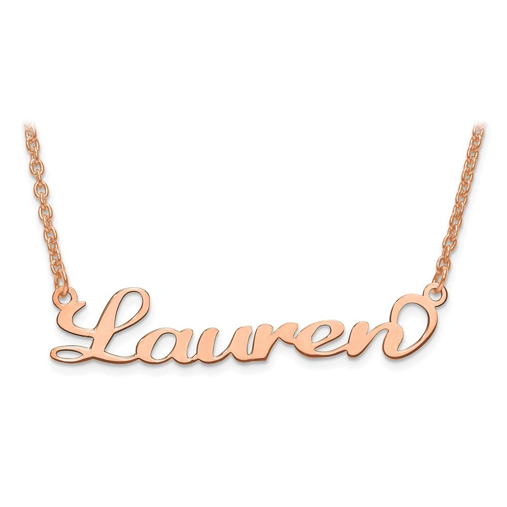 14K Solid Rose Gold Personalized Nameplate Necklace - Custom Laser Engraved Chain for Women, Gift for Her, Birthday, Anniversary, Valentine's Day Jewelry