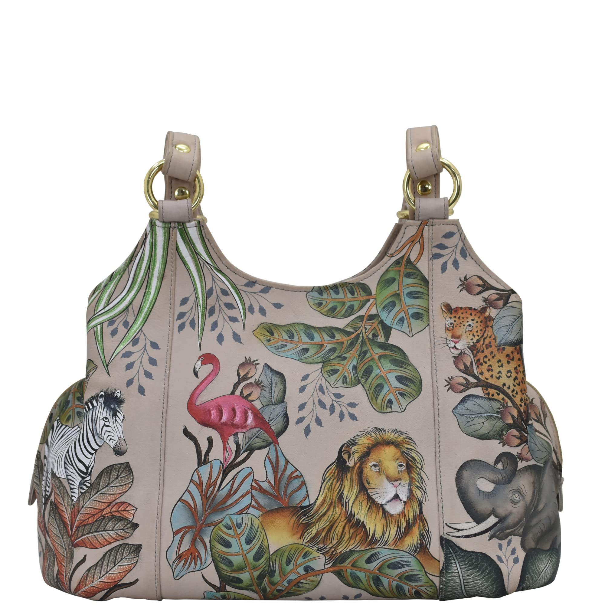 Anuschka Women's Hand Painted Genuine Leather Satchel Purse - Triple Compartment, Zip Closure, Multiple Pockets | Fashionable Crossbody Bag for Work, Travel & Everyday Use