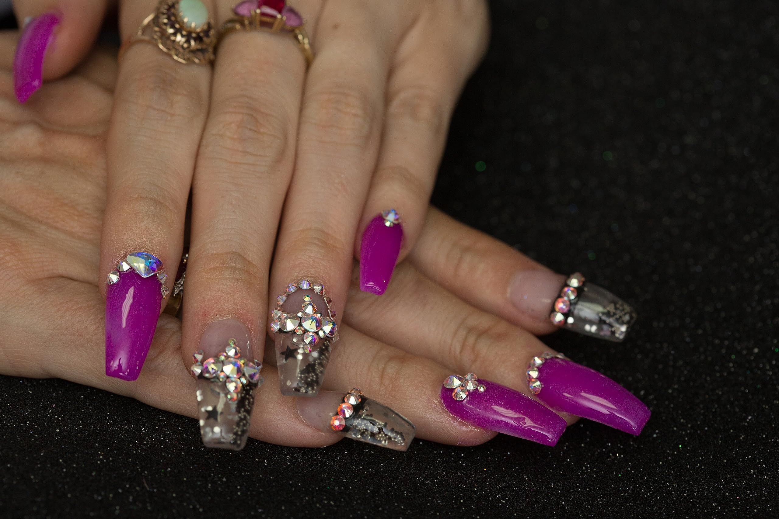 Clear Aquarium False Nail Tips with Orange Cork - Long-Lasting Press-On Nails for Manicures, Parties & Special Occasions