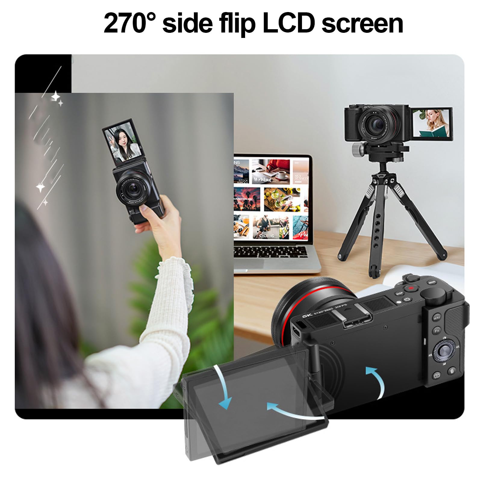 5K Digital Camera 64MP WiFi Vlogging Camera with Autofocus, 12X Optical Zoom, WDR Stabilization & 3.2