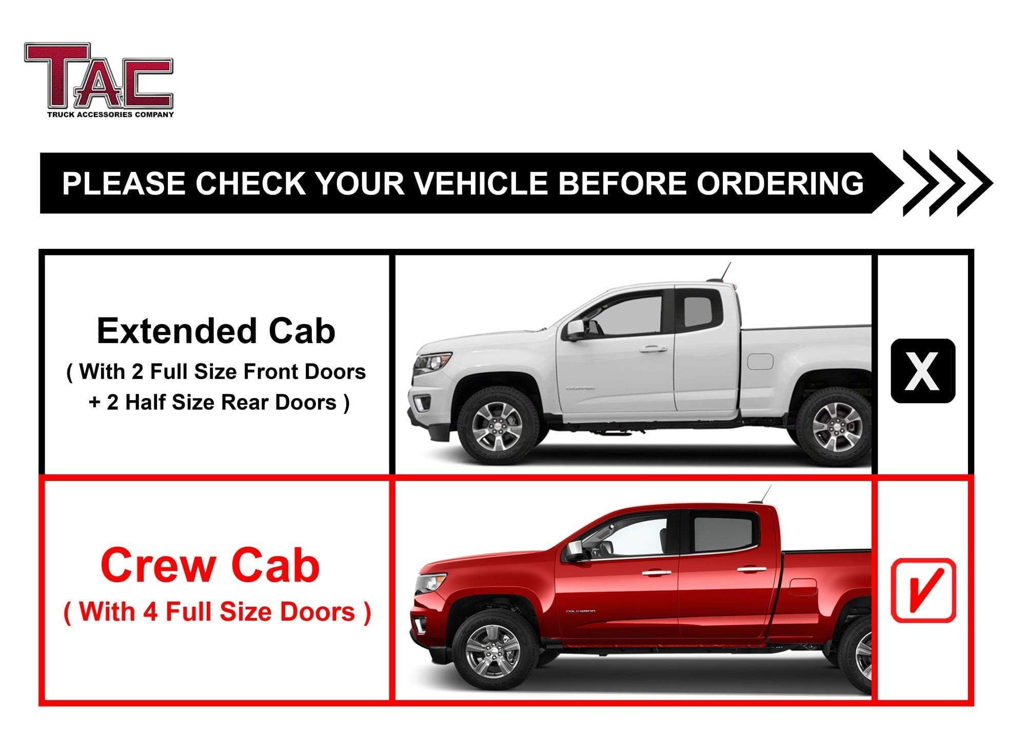 TAC Sidewinder Running Boards for 2015-2025 Chevy Colorado & GMC Canyon Crew Cab - 4
