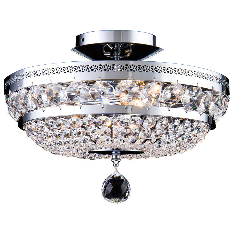 3L Bordeaux Crystal Flush Mount Ceiling Light Fixture - Elegant Lighting for Dining Room, Bedroom, or Living Room