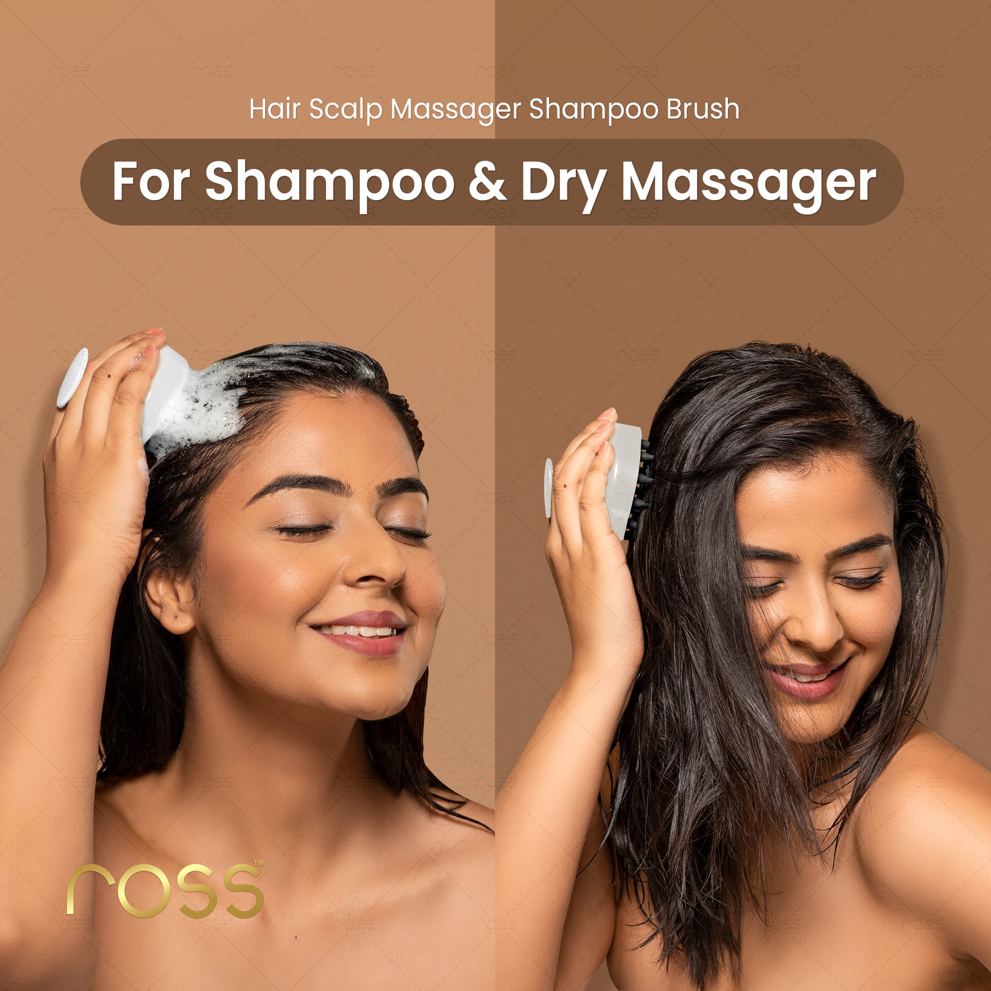 Ross Scalp Massager - Soft Bristle Shampoo Brush for Hair Care & Relaxation | Home & Salon Use