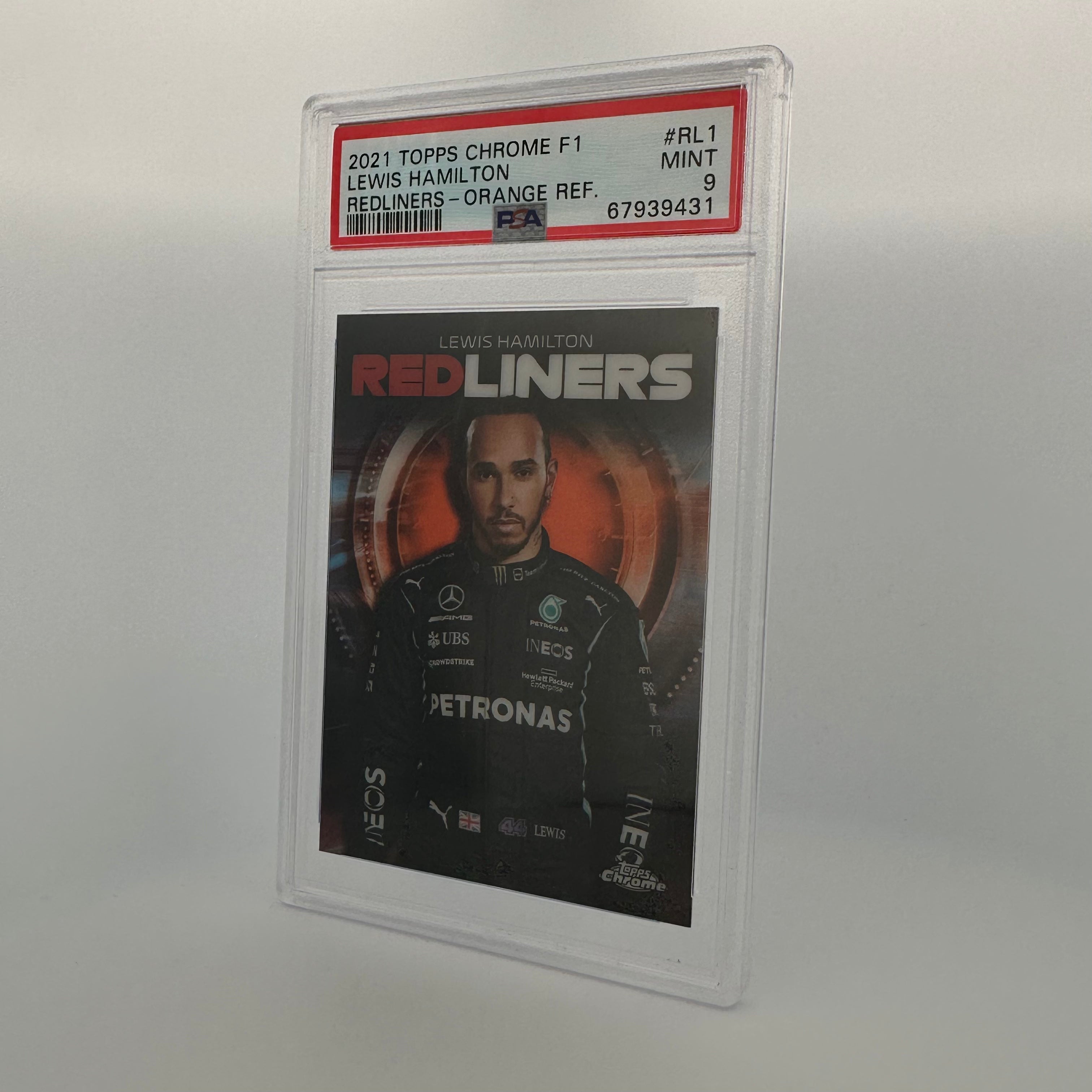 PSA 9 Graded 10/25 Lewis Hamilton #RL1 Redliners Orange Refractor Trading Card - Perfect for F1 Collectors, Sports Memorabilia Enthusiasts & Hamilton Fans