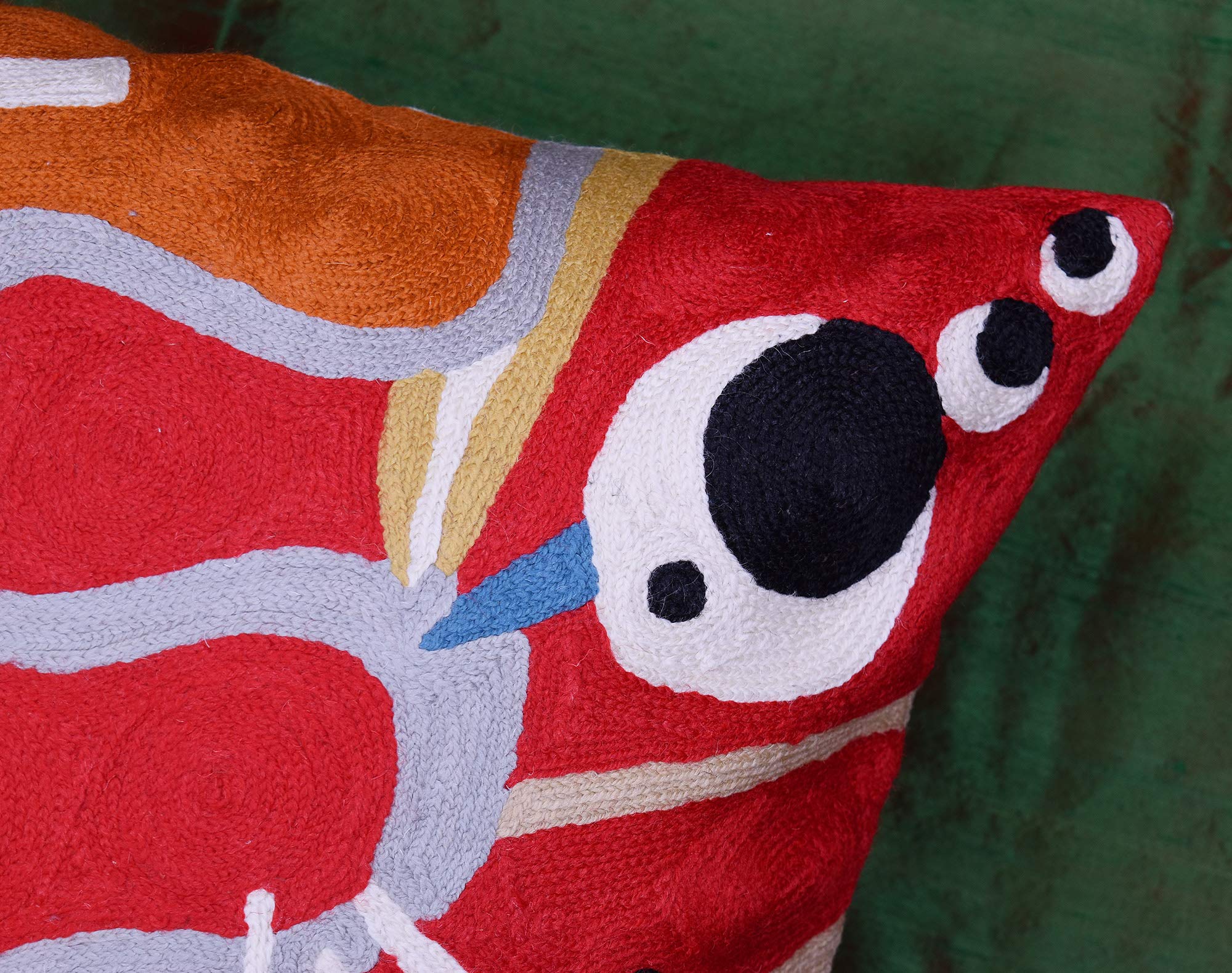 Kandinsky Modern Red Flow Abstract Couch Pillow Cover | Contemporary Handmade Wool Throw Pillow 18x18 | Mid Century Chair Cushion for Living Room, Bedroom & Outdoor Decor