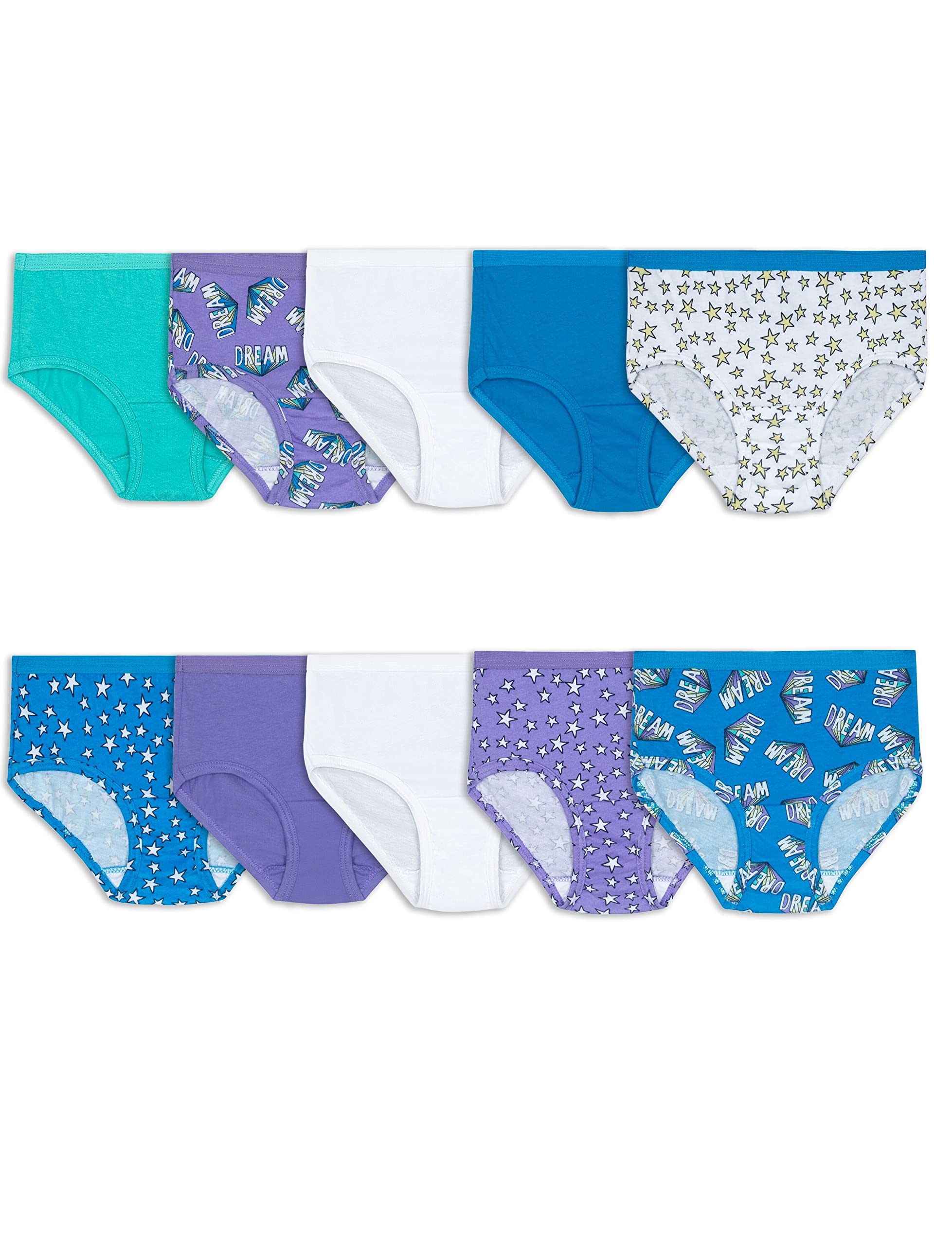 Fruit of the Loom Girls' Cotton Brief Underwear Multipack - Soft Comfortable Underwear for Kids, 6-Pack - Perfect for School, Play & Everyday Wear