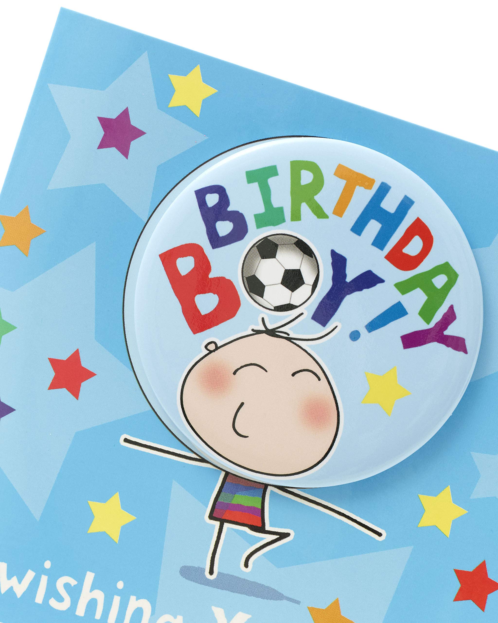 Birthday Card for Boys - Fun Kids Birthday Greeting Card with Badge Design in Red, Blue, Green & Beige | Perfect for Son's Birthday, Grandson's Special Day & Children's Party Invitations