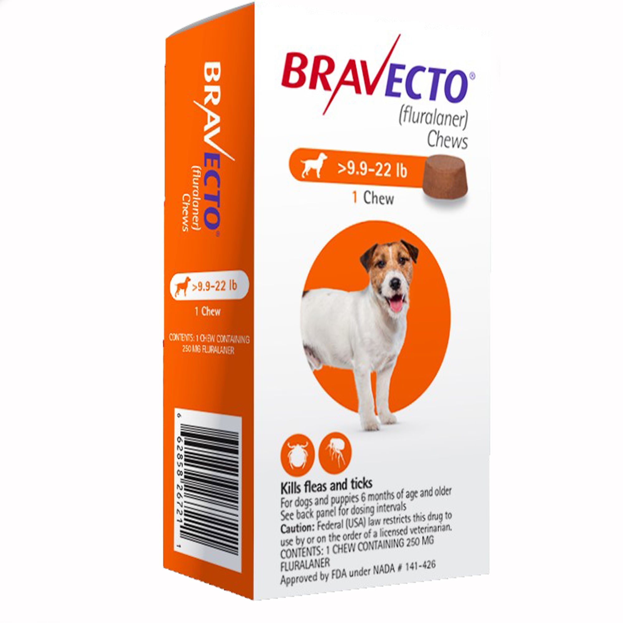 Bravecto Chews for Dogs - Flea & Tick Treatment (Fluralaner) - 1 Chewable Tablet - Long-Lasting Protection for Small, Medium & Large Dogs - Perfect for Outdoor Adventures & Travel