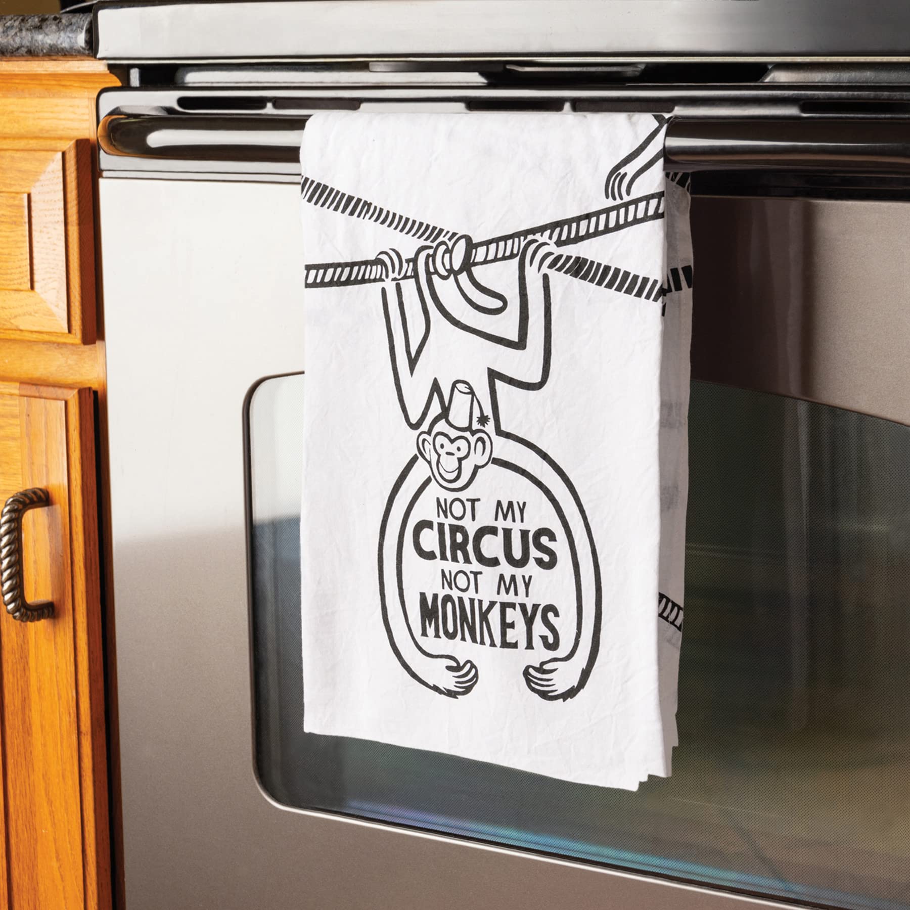 Primitives by Kathy 'Not My Circus Not My Monkeys' Funny Farmhouse Kitchen Towel - Perfect for Farmhouse Decor, Gifts & Cozy Country Kitchens