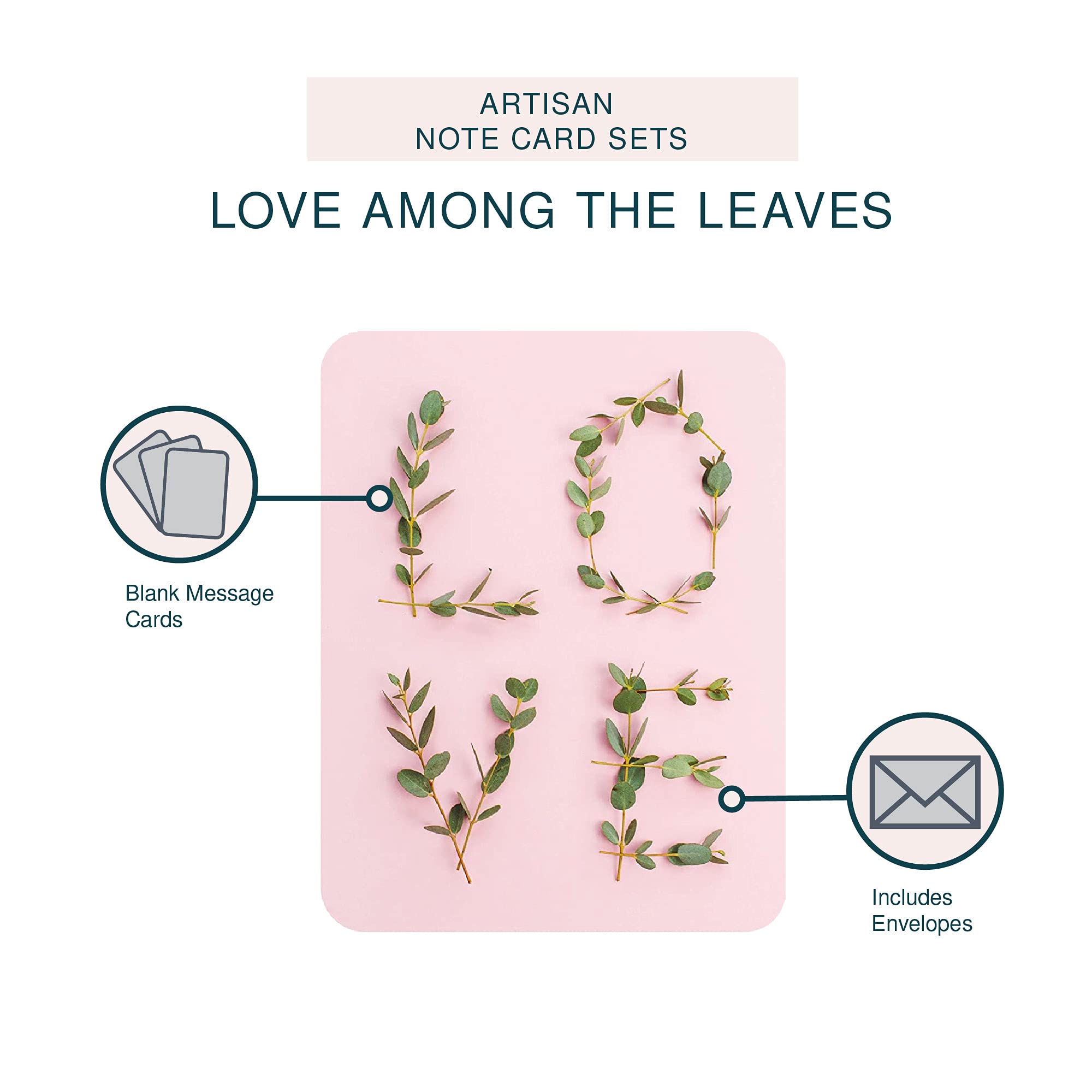 Studio Oh! Artisan Blank Note Cards - Love Among The Leaves - Pack of 8 (4.25