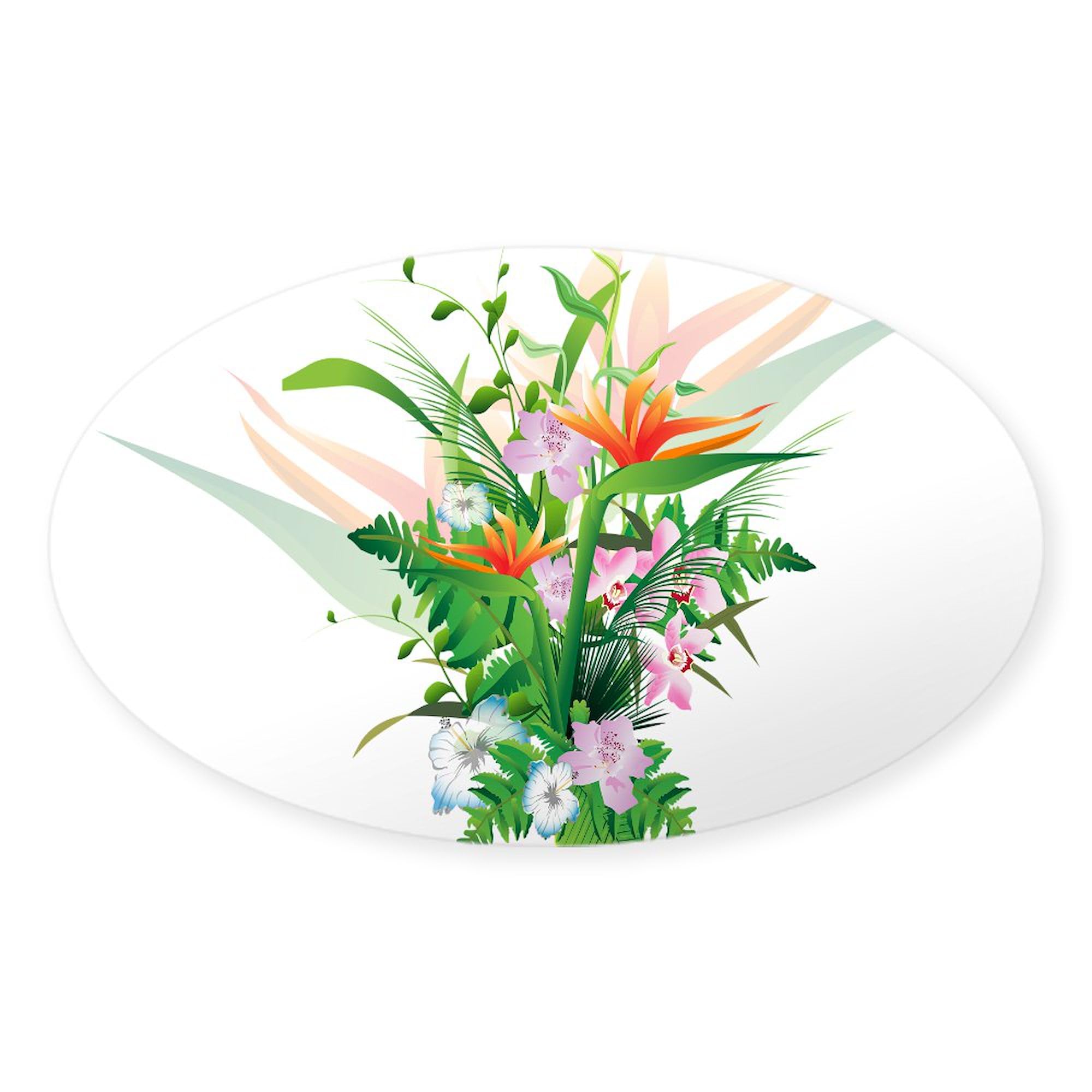 Beautiful Flowers Oval Car Bumper Sticker - Decorate Your Vehicle