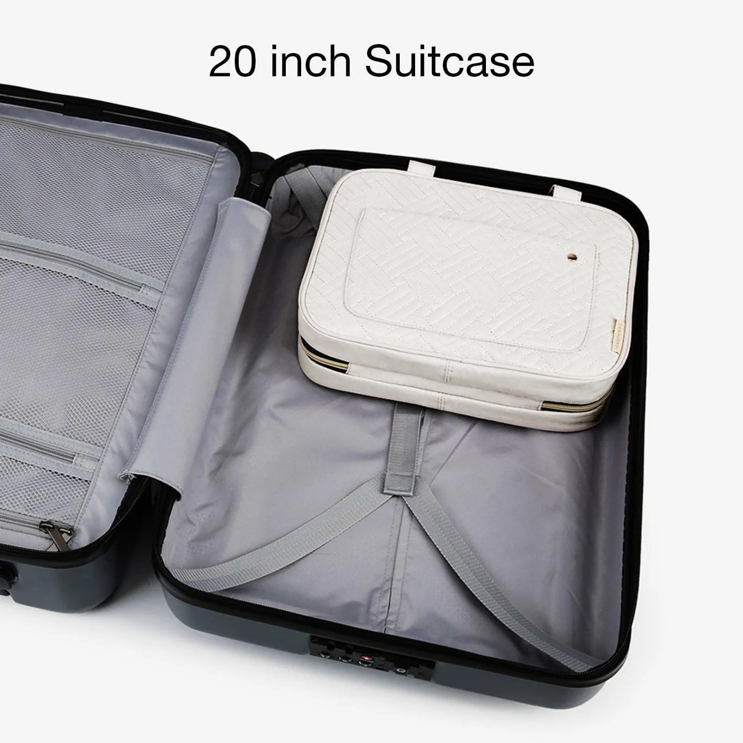 Bonchemin Beige Space Saving Toiletry Bag for Travel - Compact Hanging Cosmetic Organizer with Multiple Pockets, Perfect for Bathroom, Camping & Gym Essentials
