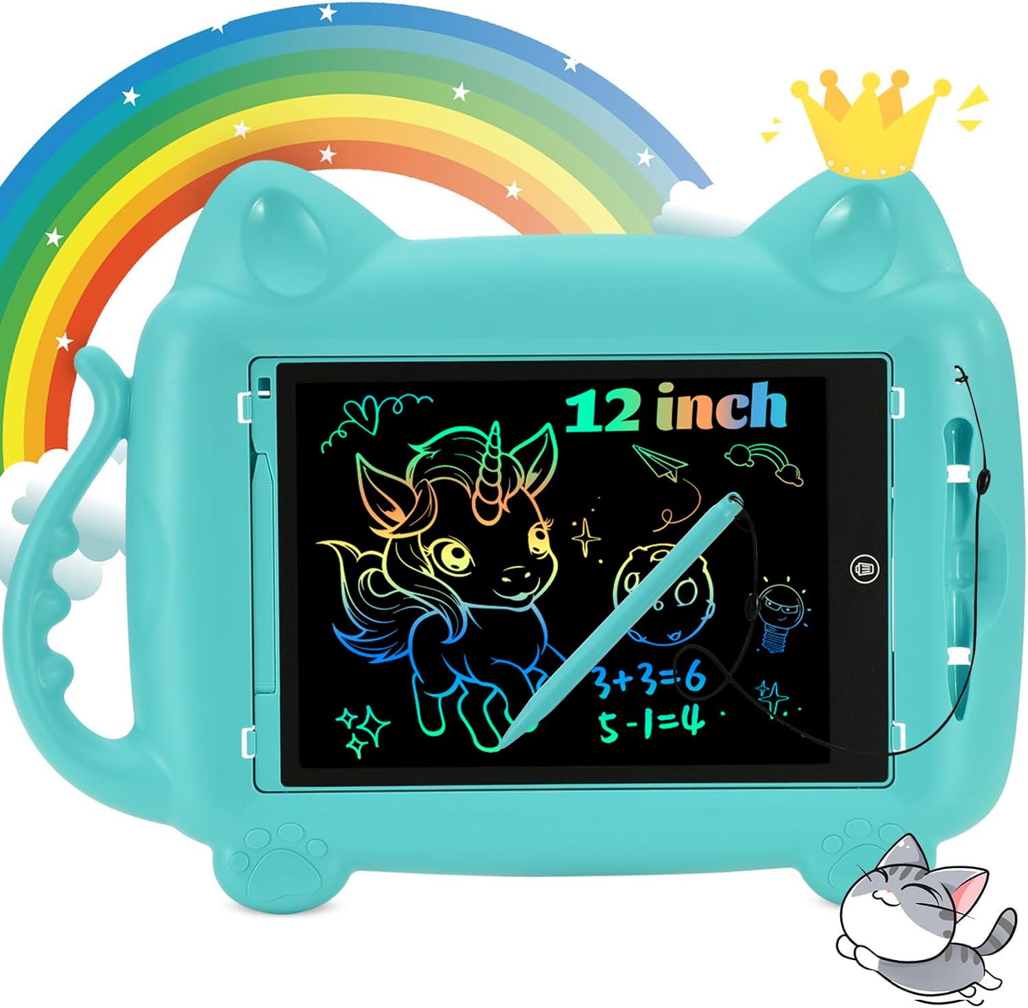 EooCoo 12 Inch LCD Writing Tablet for Kids Ages 3-8 - Electronic Drawing Pad with Stylus - Easter Basket Stuffers & Travel Essential - Perfect Gift for Boys & Girls - Fun Educational Toy for Home, School & Road Trips