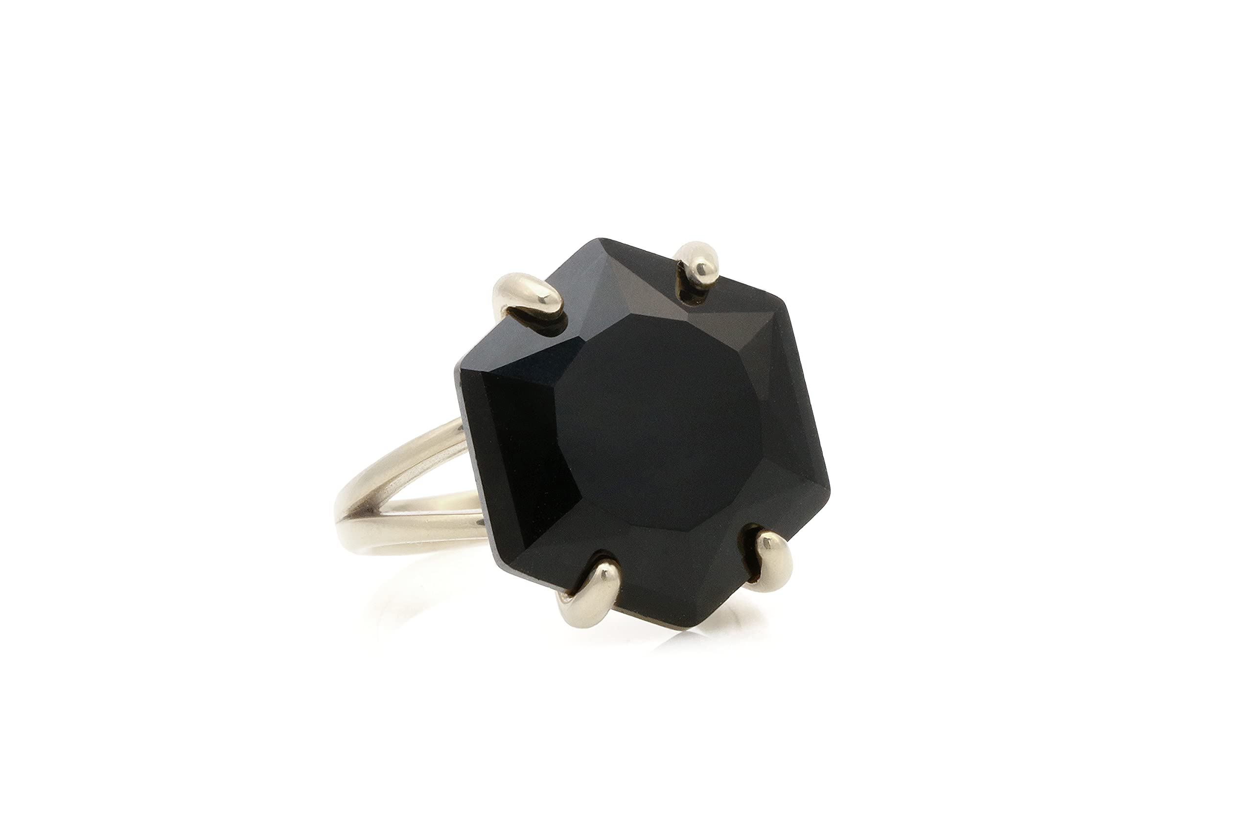 14K Rose Gold Black Onyx Hexagon Ring for Women - Handmade Artisan Statement Jewelry, Custom Engagement & Fashion Rings - Perfect for Weddings, Anniversaries, and Everyday Elegance