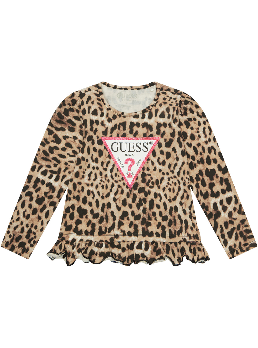 Leopard Print Long Sleeve T-Shirt for Girls (Ages 2-7) - Stylish Animal Print Top for School, Playdates & Casual Outfits