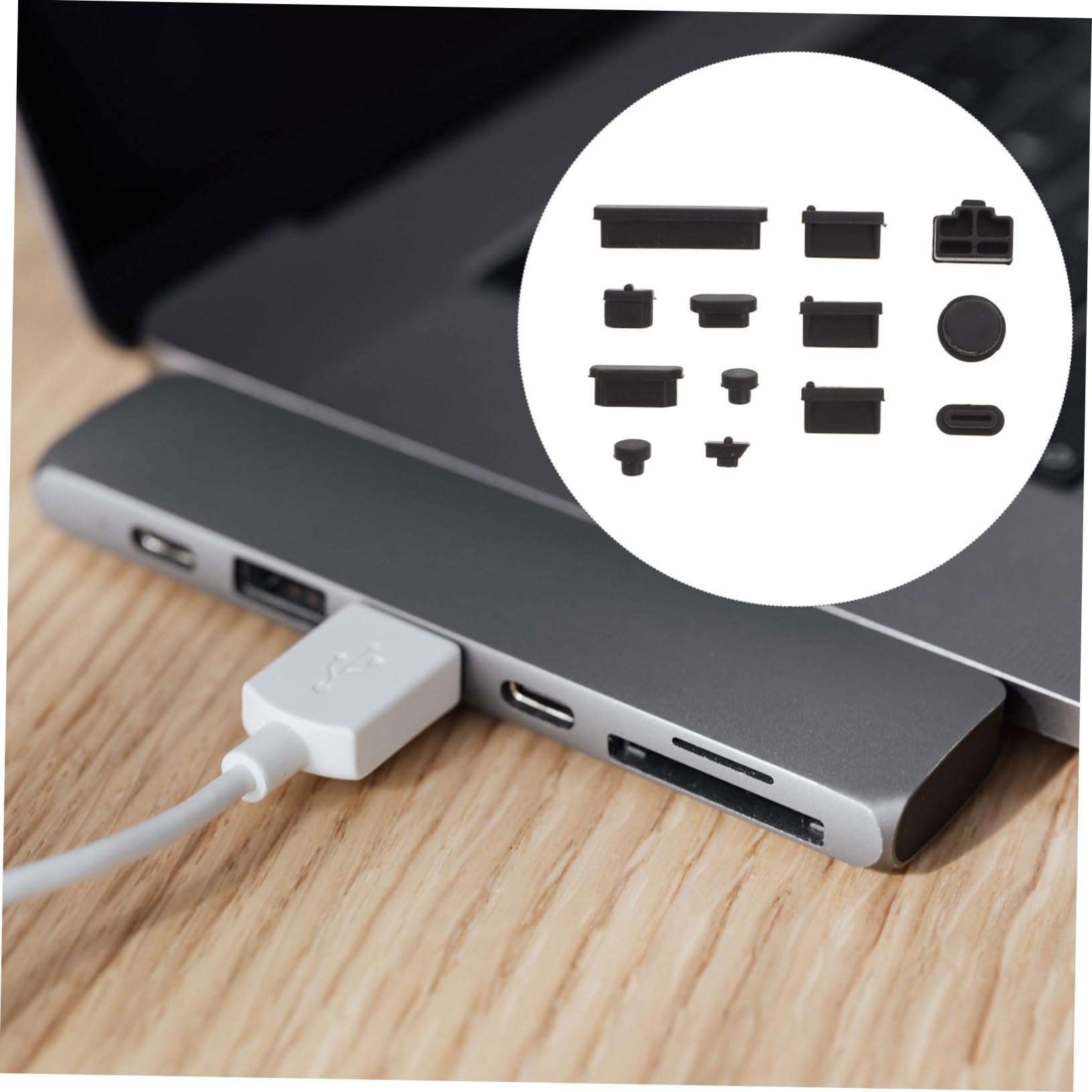 Veemoon Laptop Dust Plug Set - 12-Pack Silicone Port Covers for USB, HDMI, Audio Jack - Anti-Dust Protector for MacBook, PC, Desktop Computer - Perfect for Office, Home & Travel Use