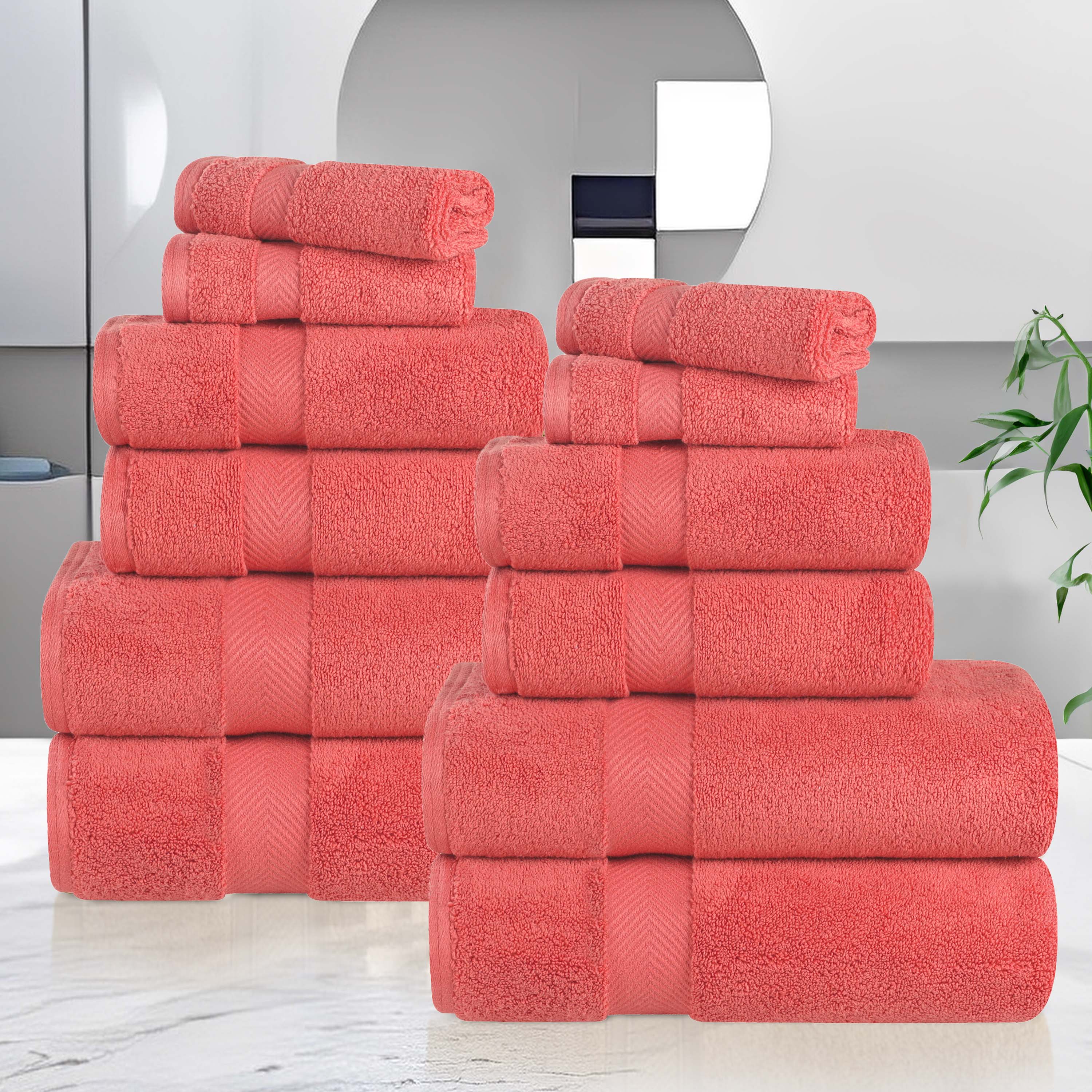Premium 12-Piece Zero Twist Cotton Towel Set - Ultra Soft, Highly Absorbent, Bath & Spa Luxury for Home & Hotel Use