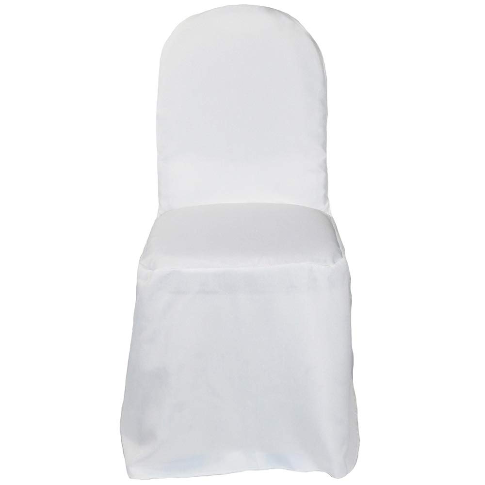 White Polyester Chair Covers for Banquet Chairs - Perfect for Weddings & Events