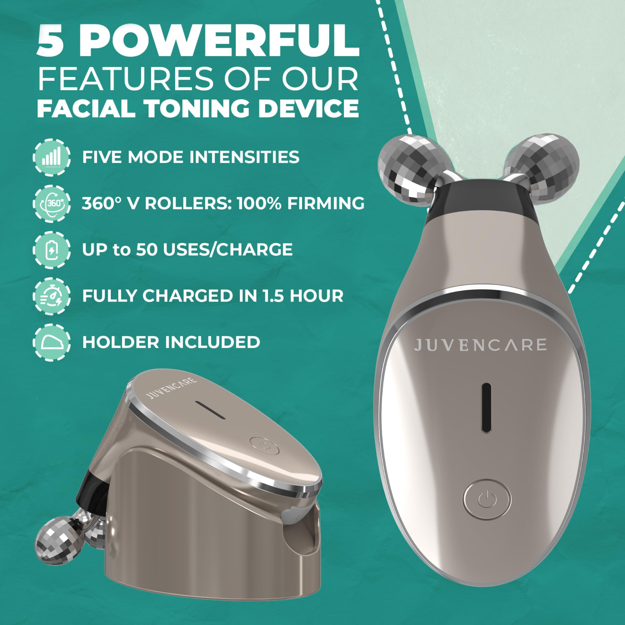 6-in-1 Advanced Microcurrent Facial Device for Anti-Aging & Skin Rejuvenation - Bronze | Boosts Skincare Product Absorption | Perfect for At-Home Spa Treatments & Professional Skin Therapy