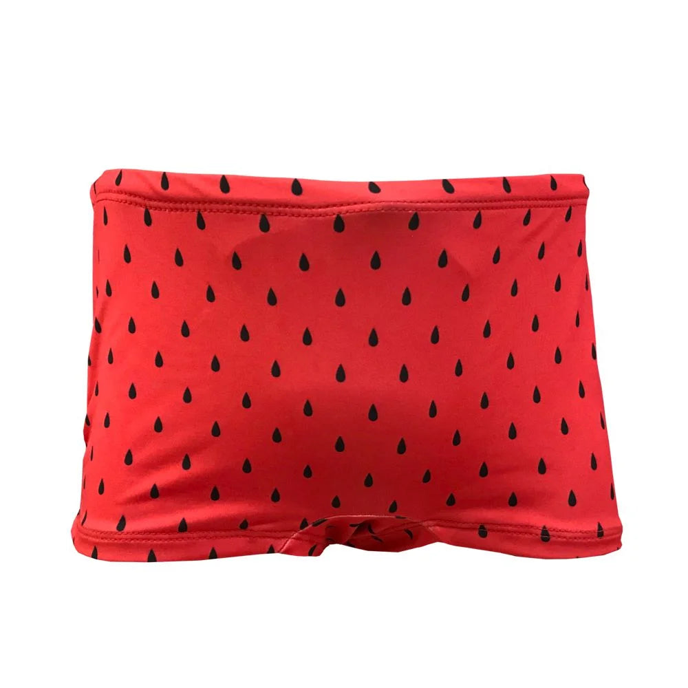 Red Watermelon Print Boys Swim Briefs - Comfortable & Quick-Dry Swimwear for Kids, Beach & Pool Fun
