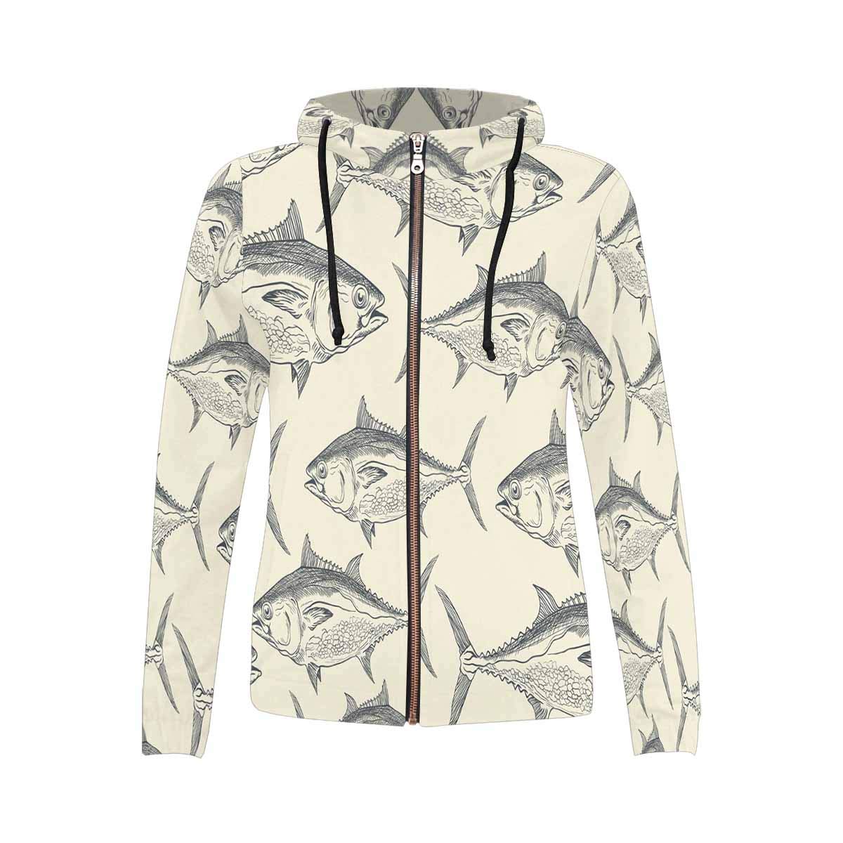 Vintage Fish Print Women's Hoodie - Soft & Comfortable Pullover Sweatshirt for Casual Wear, Street Style & Outdoor Activities