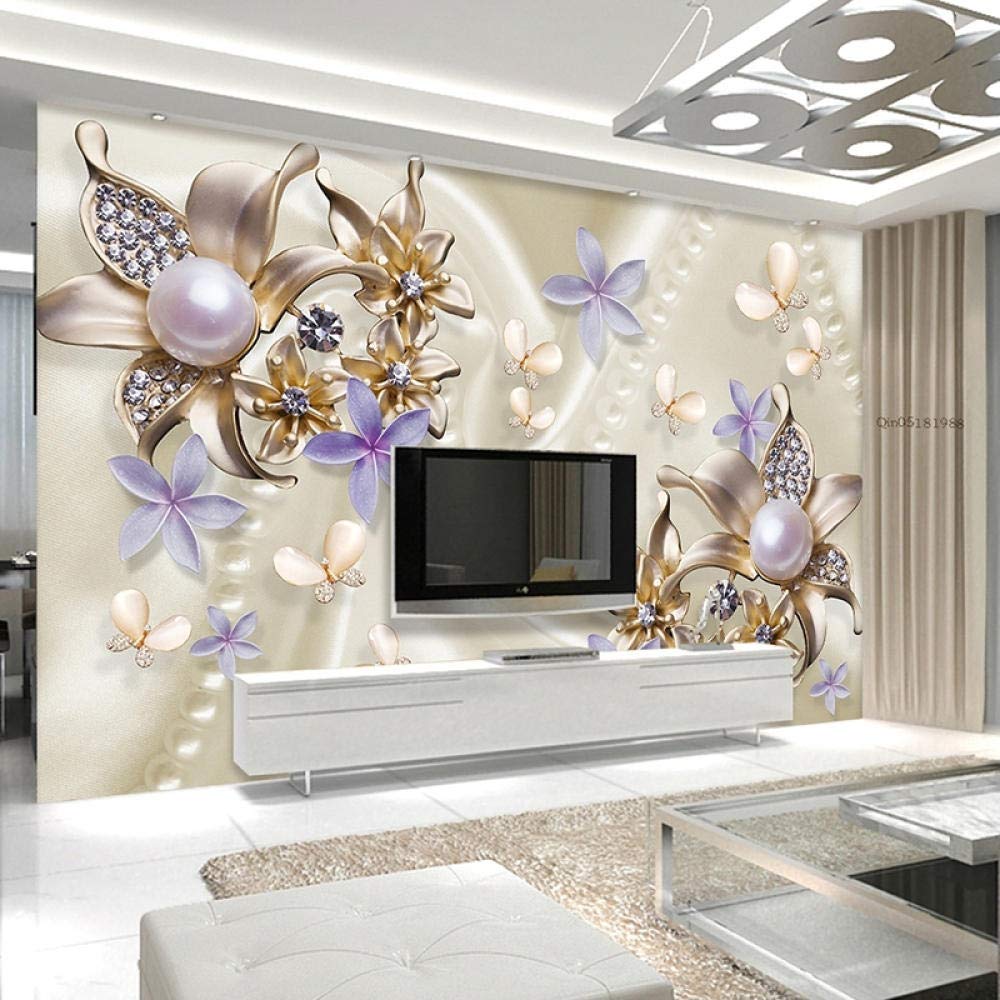 Custom 4D Vintage Floral Mural Wallpaper - Peel and Stick Wall Decoration for Living Room, Bedroom, TV Background (Dining Room & Home Office Use) - Easy DIY Home Decor Upgrade
