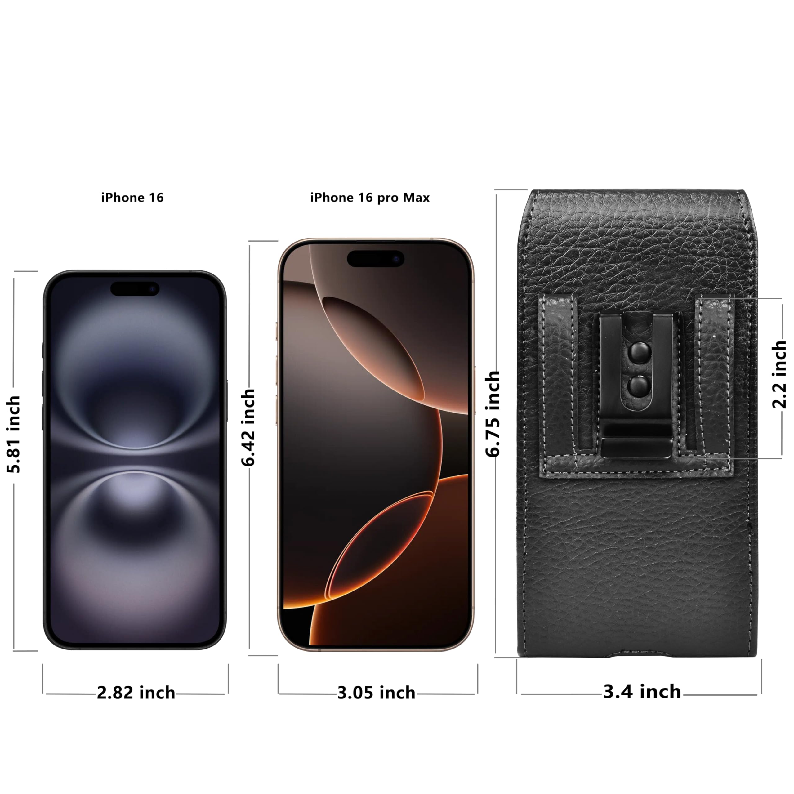 EBIZCITY Leather Phone Belt Holster Pouch for Samsung, Motorola, Xiaomi, Huawei & iPhone 15 Max - Adjustable Belt Buckle Cell Phone Holder for Men & Women - Perfect for Work, Hiking, Travel & Outdoor Activities