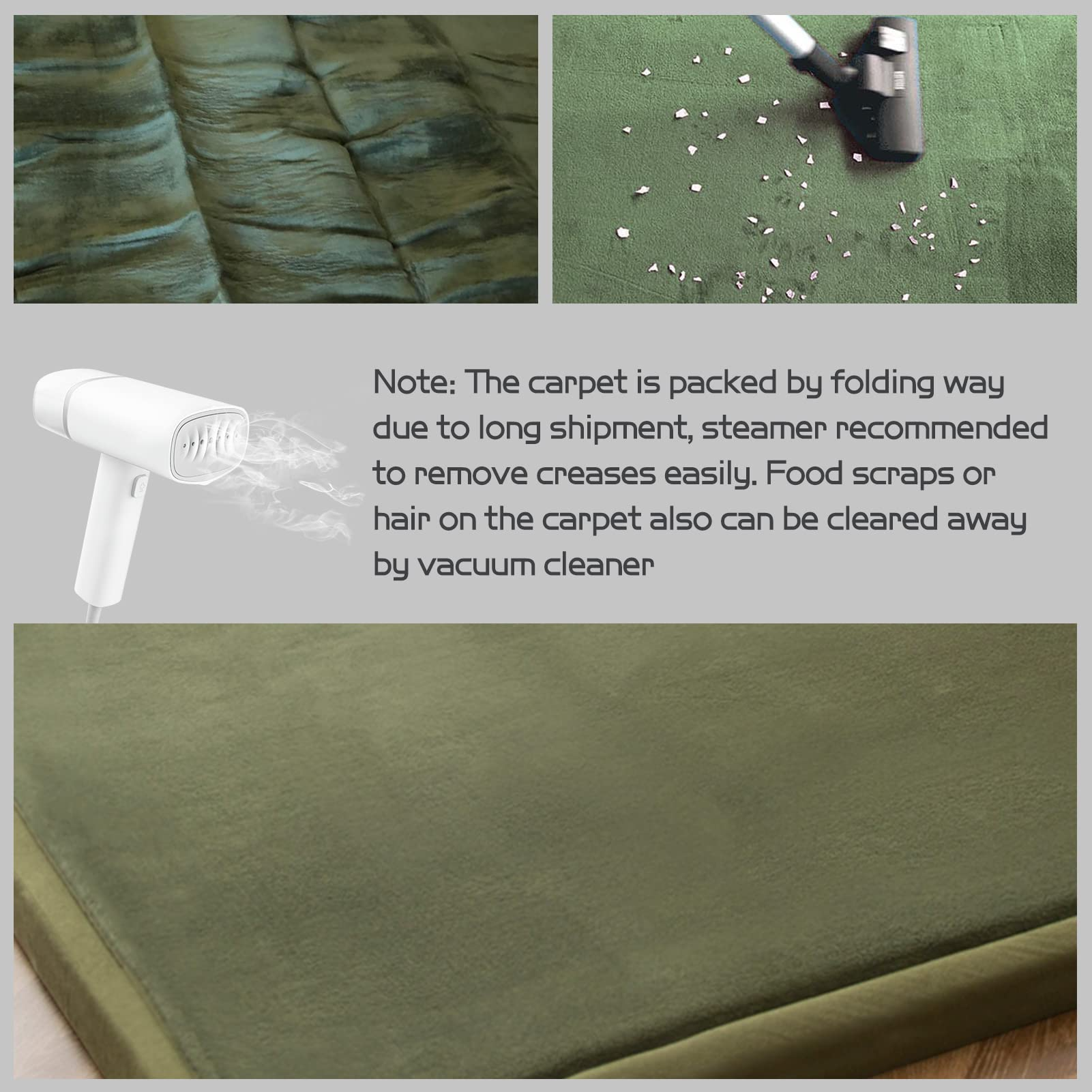 MAXYOYO Baby Play Mat - Soft Coral Velvet Thick Japanese Foam Rug with Non-Slip Backing, Olive Green - Perfect for Nursery, Playroom & Toddler Safe Flooring
