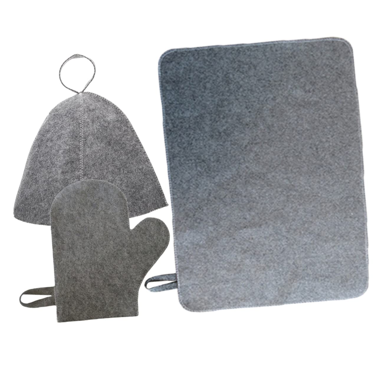 Minkissy 5-Pack Felt Sauna Hat Set for Men & Women - Breathable Bath Hat for Spa, Sauna, Shower - Grey Protective Headwear for Home & Gym Use