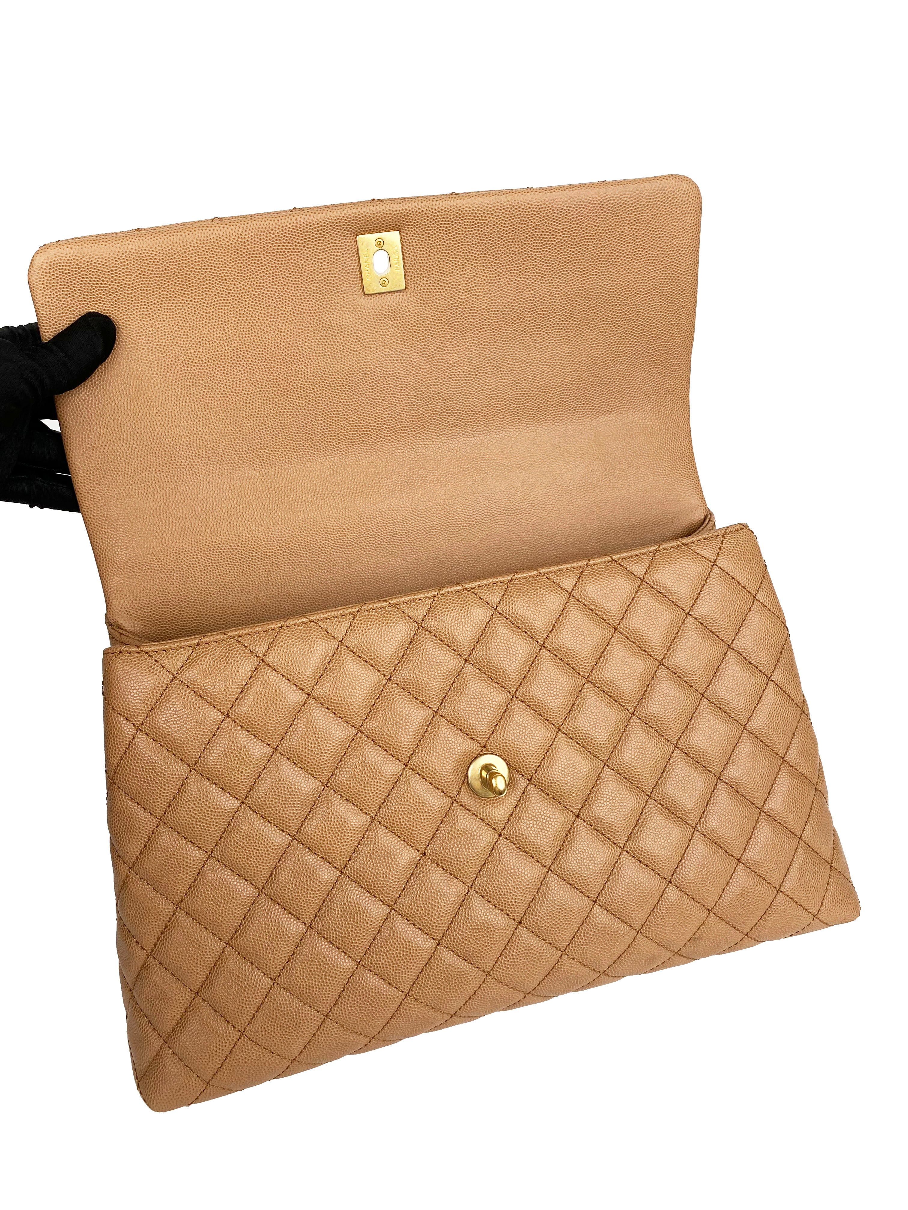 Chanel Large Beige Coco Lizard Handle Bag - Luxury Designer Handbag for Women, Perfect for Parties, Weddings & Special Occasions